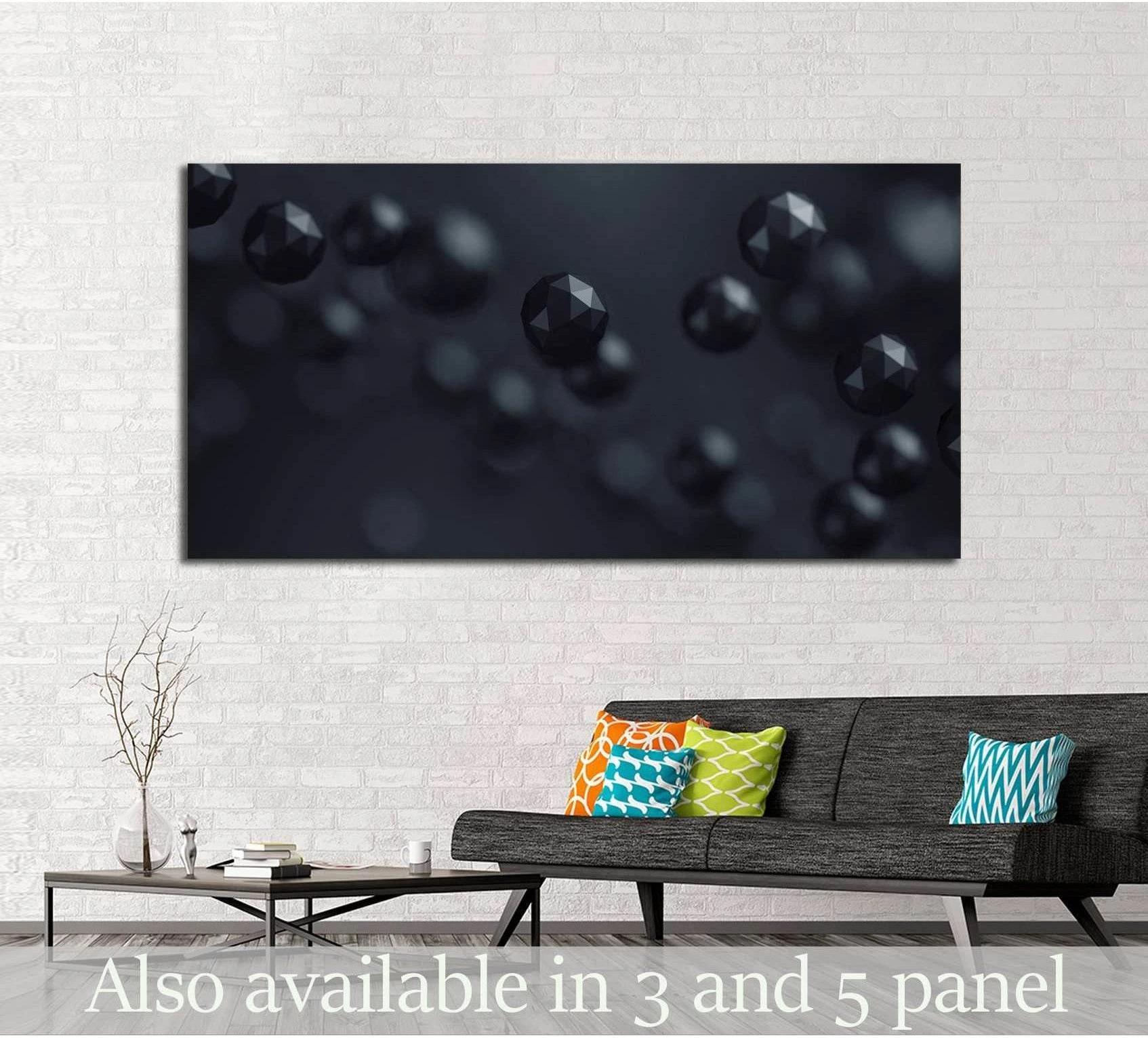 Flying polygonal spheres in empty space №2579 Ready to Hang Canvas Print - Zellart Canvas Prints ALL_Products, s-2579