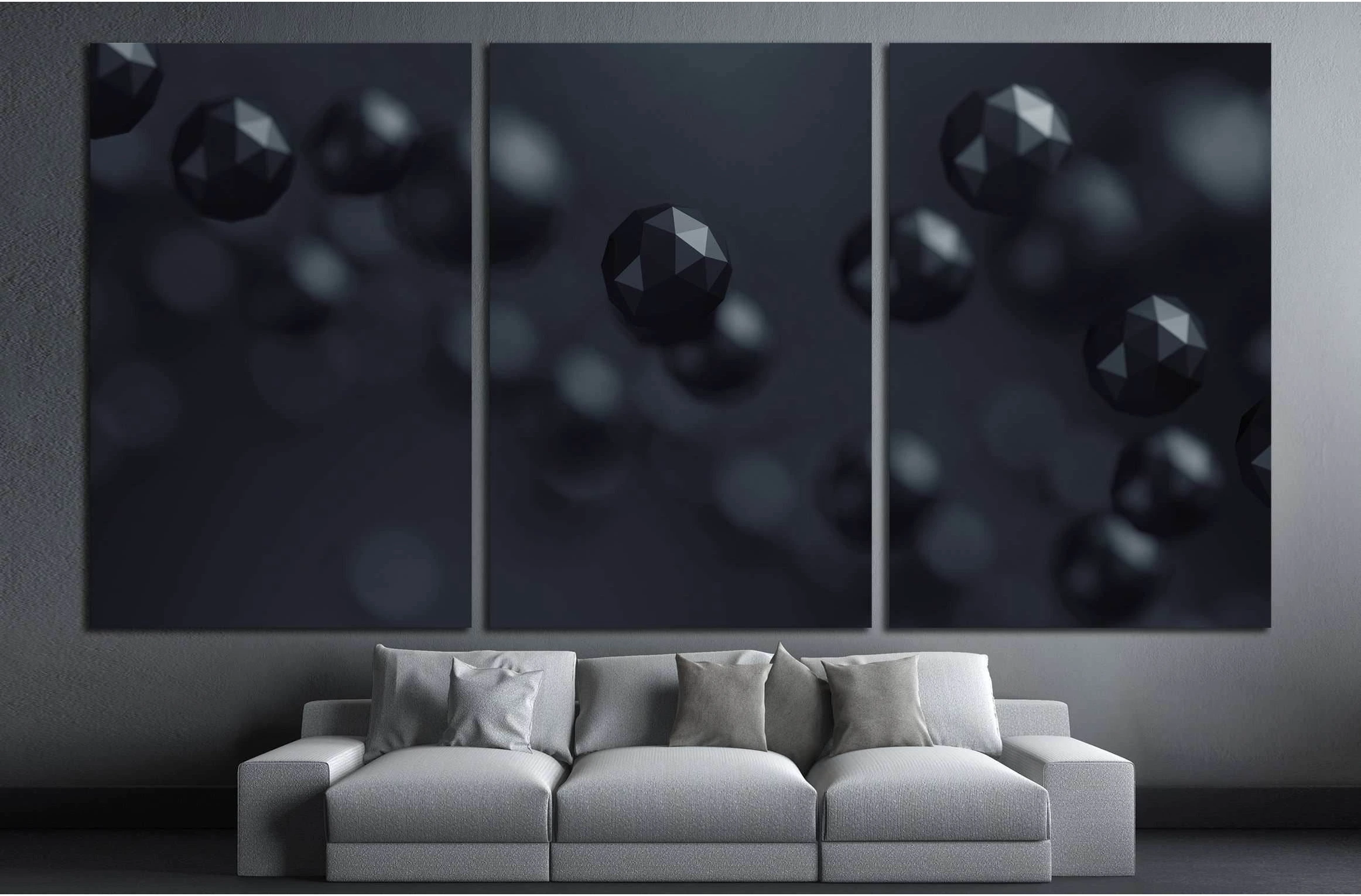 Flying polygonal spheres in empty space №2579 Ready to Hang Canvas Print - Zellart Canvas Prints ALL_Products, s-2579