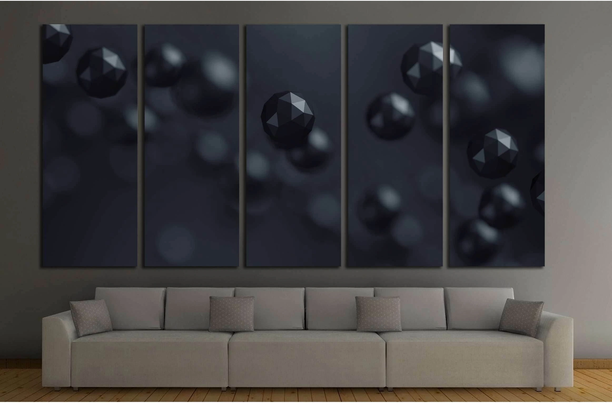 Flying polygonal spheres in empty space №2579 Ready to Hang Canvas Print - Zellart Canvas Prints ALL_Products, s-2579
