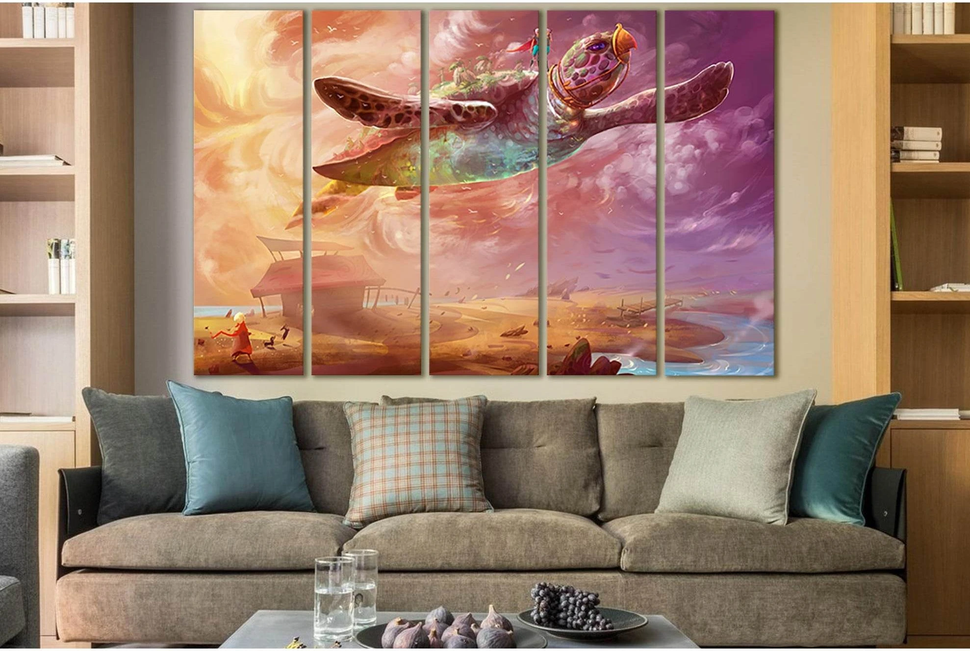 Flying Turtle №SL1283 Ready to Hang Canvas Print - Zellart Canvas Prints 0new, ALL_Products, Fantasy And Sci Fi Wall Art