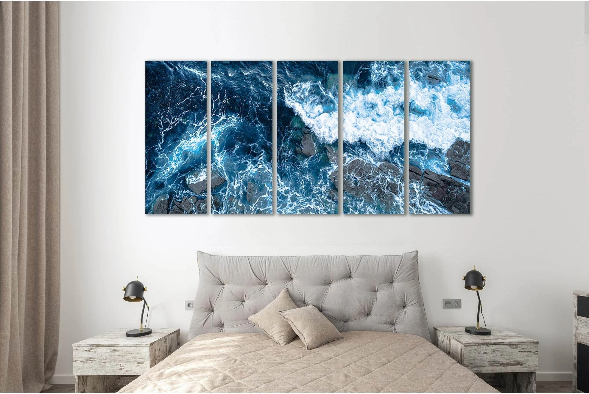 Foam Waves Blue Ocean №SL42 Ready to Hang Canvas Print - Zellart Canvas Prints 0new, ALL_Products, Beach Ocean & Waves