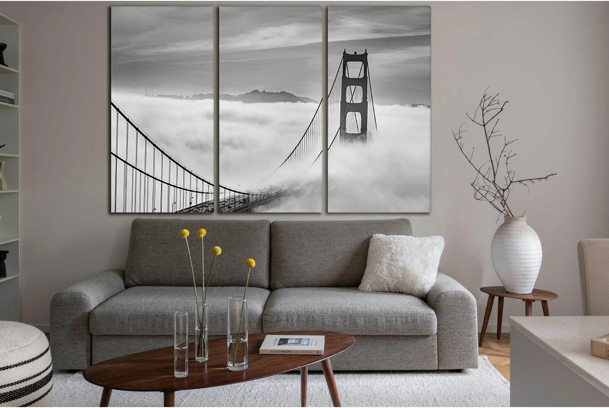 Fog Covering The Golden Gate Bridge №SL1141 Ready to Hang Canvas Print - Zellart Canvas Prints 0new, ALL_Products, Bridges Wall Art