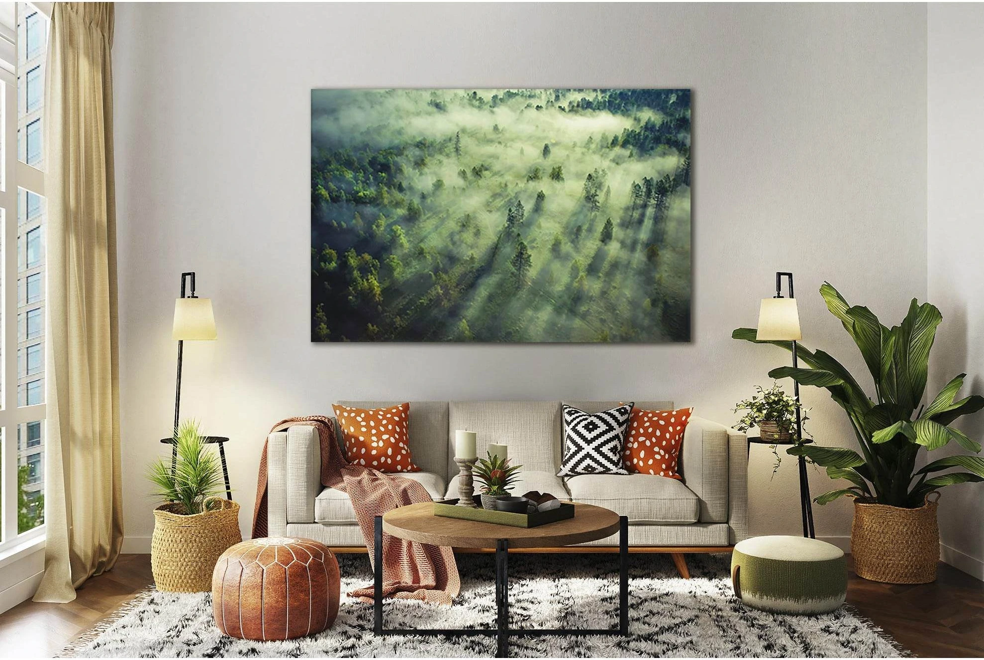Foggy Clouds Above Forrest №Sl31 Ready to Hang Canvas Print - Zellart Canvas Prints 0new, ALL_Products, Nature & Landscapes Canvas Print