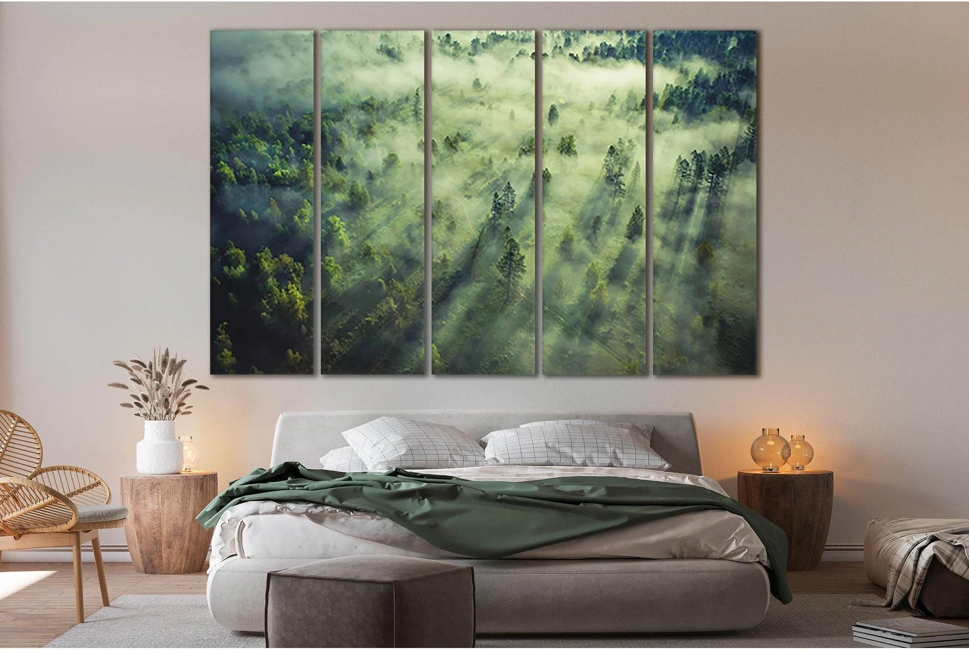 Foggy Clouds Above Forrest №Sl31 Ready to Hang Canvas Print - Zellart Canvas Prints 0new, ALL_Products, Nature & Landscapes Canvas Print
