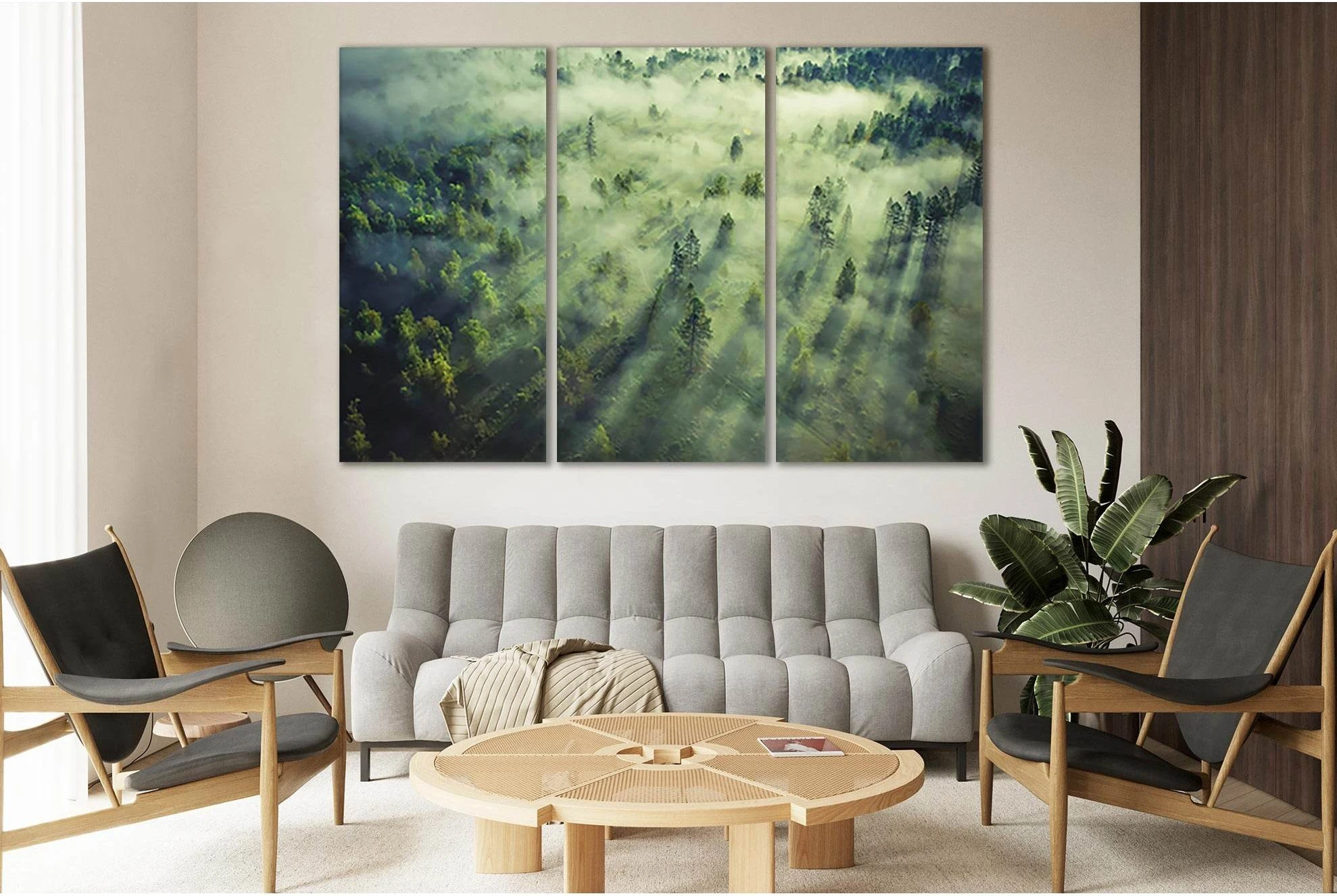 Foggy Clouds Above Forrest №Sl31 Ready to Hang Canvas Print - Zellart Canvas Prints 0new, ALL_Products, Nature & Landscapes Canvas Print