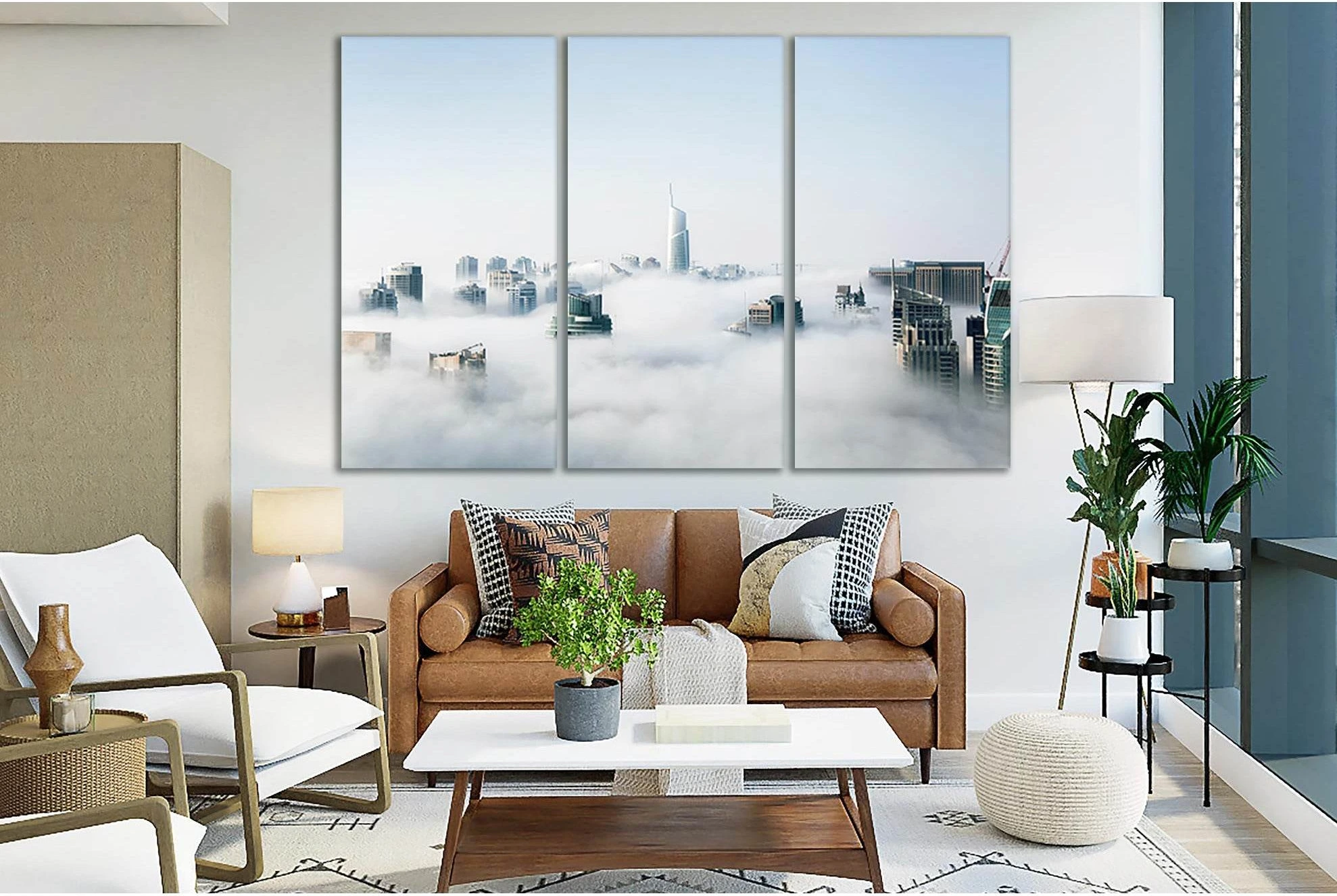 Foggy Morning View Of Cityscape №SL325 Ready to Hang Canvas Print - Zellart Canvas Prints 0new, ALL_Products, Cityscapes & Skylines