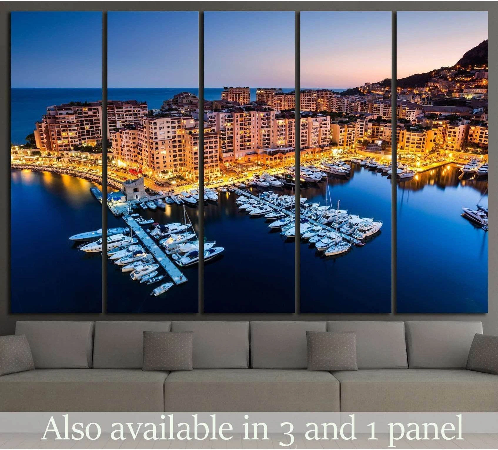 Fontvieille and Monaco Harbor №791 Ready to Hang Canvas Print - Zellart Canvas Prints ALL_Products, s-791