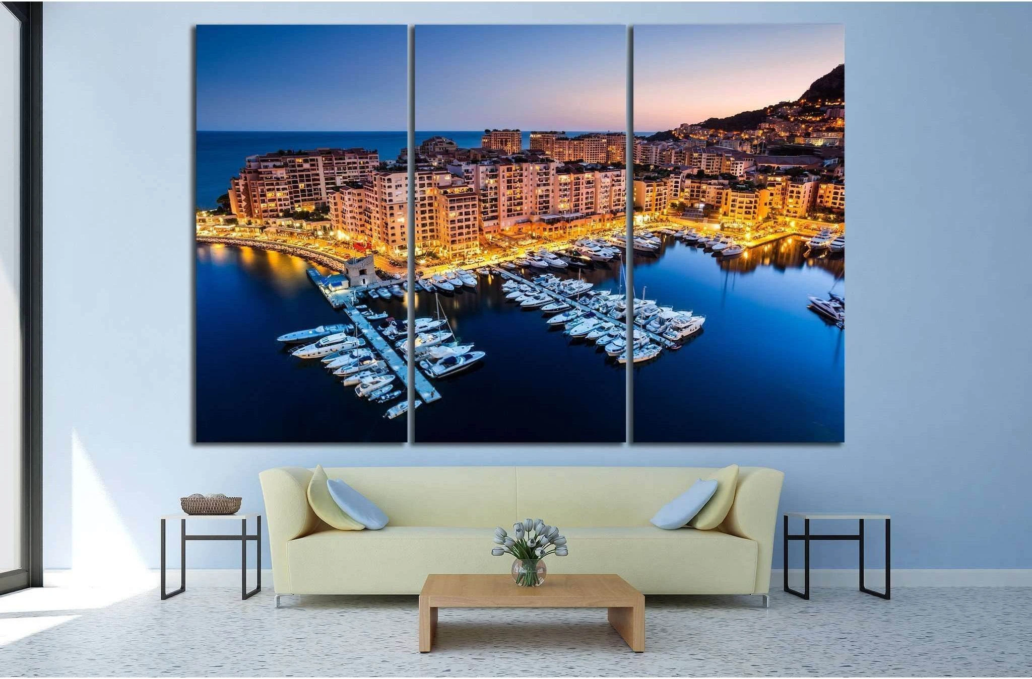 Fontvieille and Monaco Harbor №791 Ready to Hang Canvas Print - Zellart Canvas Prints ALL_Products, s-791