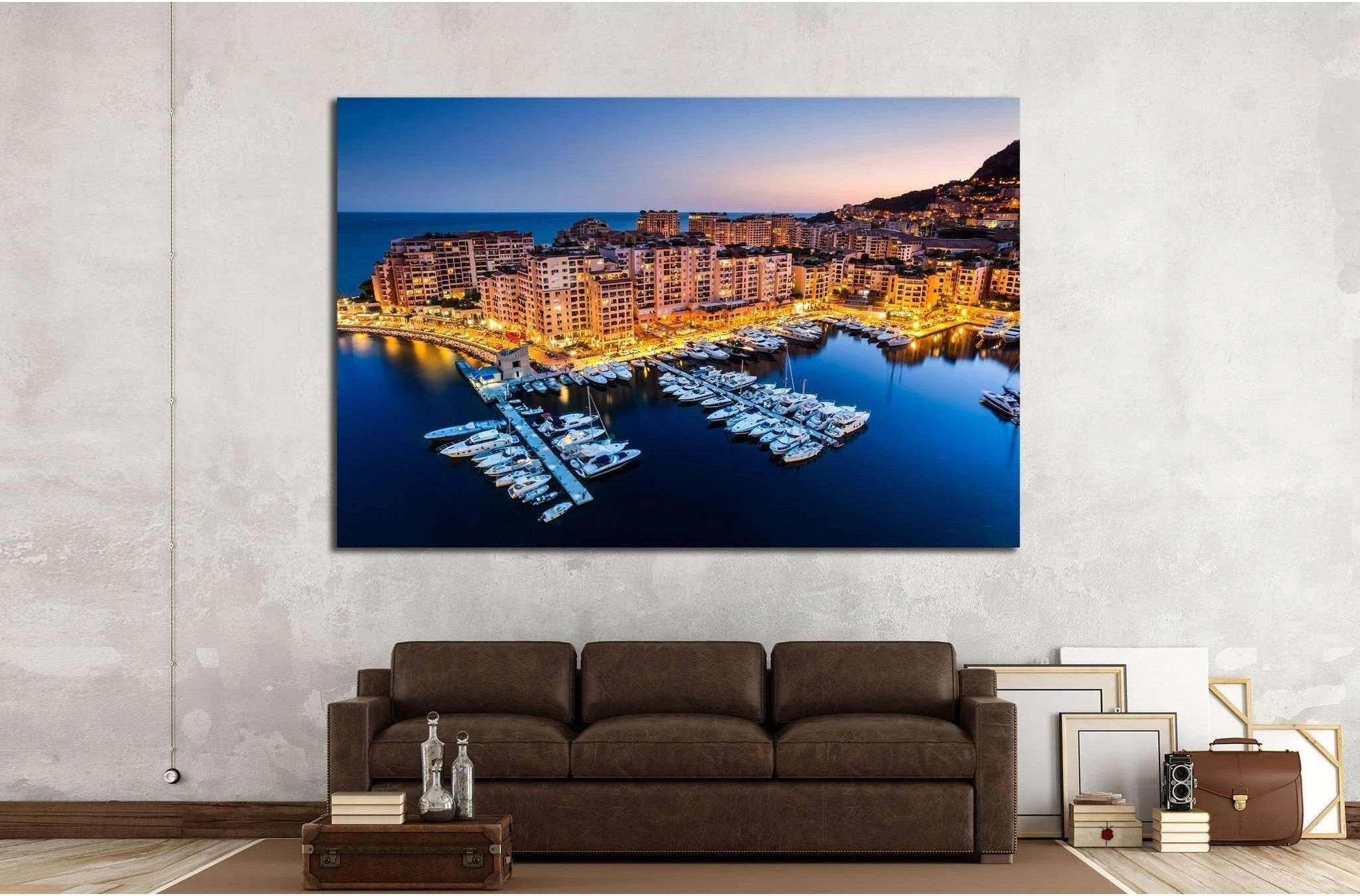 Fontvieille and Monaco Harbor №791 Ready to Hang Canvas Print - Zellart Canvas Prints ALL_Products, s-791