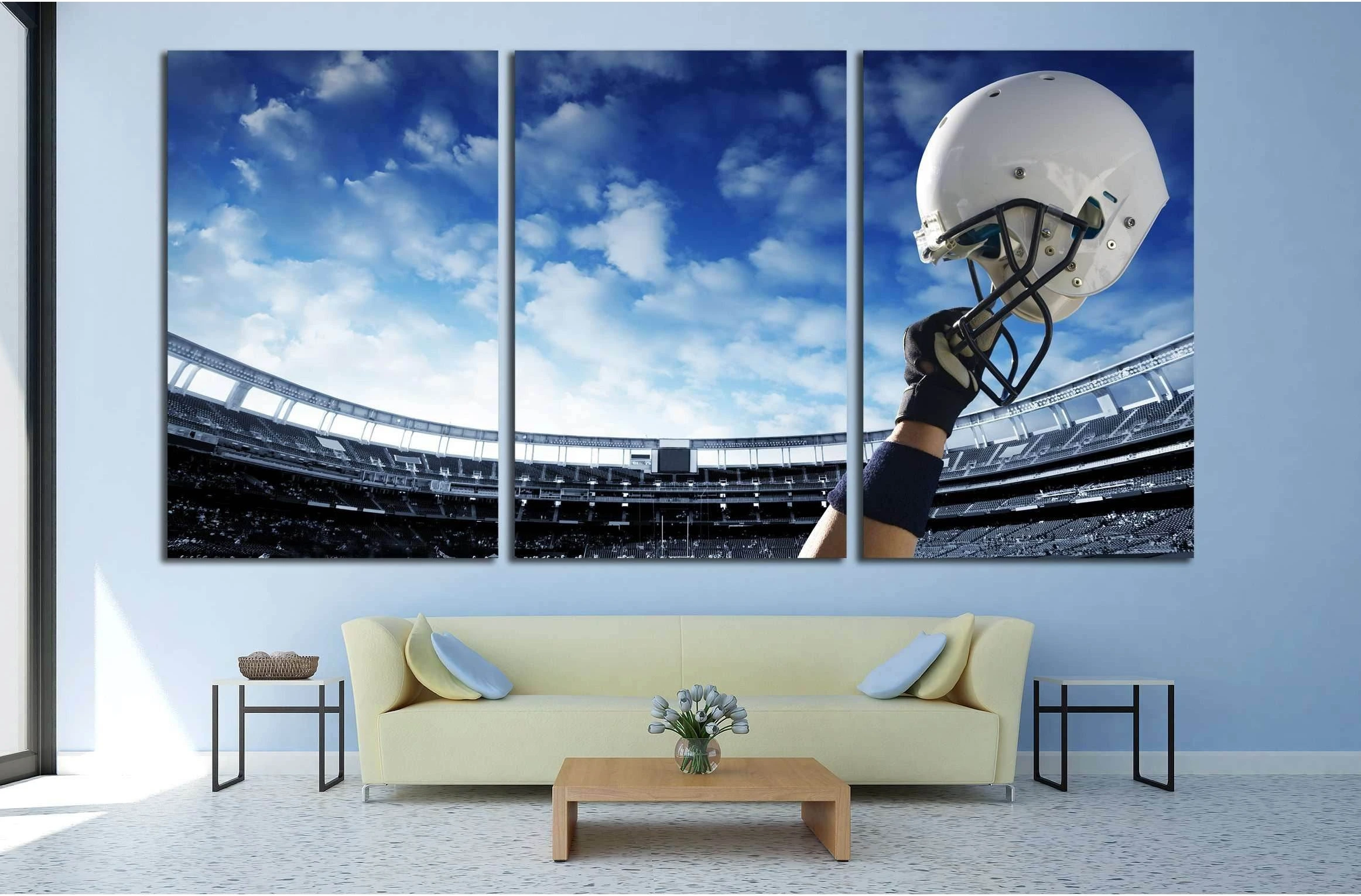 Football Player raises his helmet before an important game №2116 Ready to Hang Canvas Print - Zellart Canvas Prints ALL_Products, s-2116