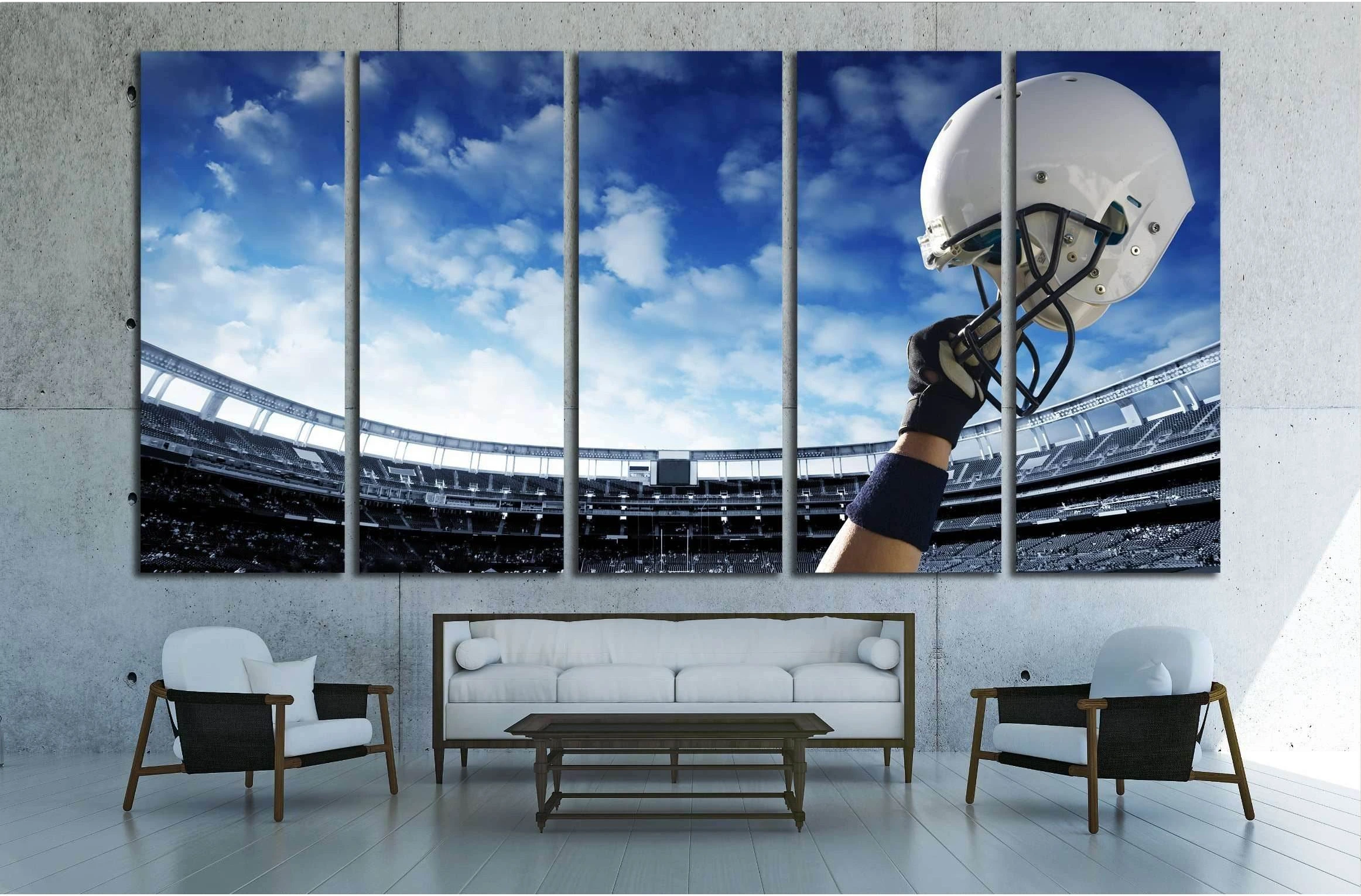 Football Player raises his helmet before an important game №2116 Ready to Hang Canvas Print - Zellart Canvas Prints ALL_Products, s-2116