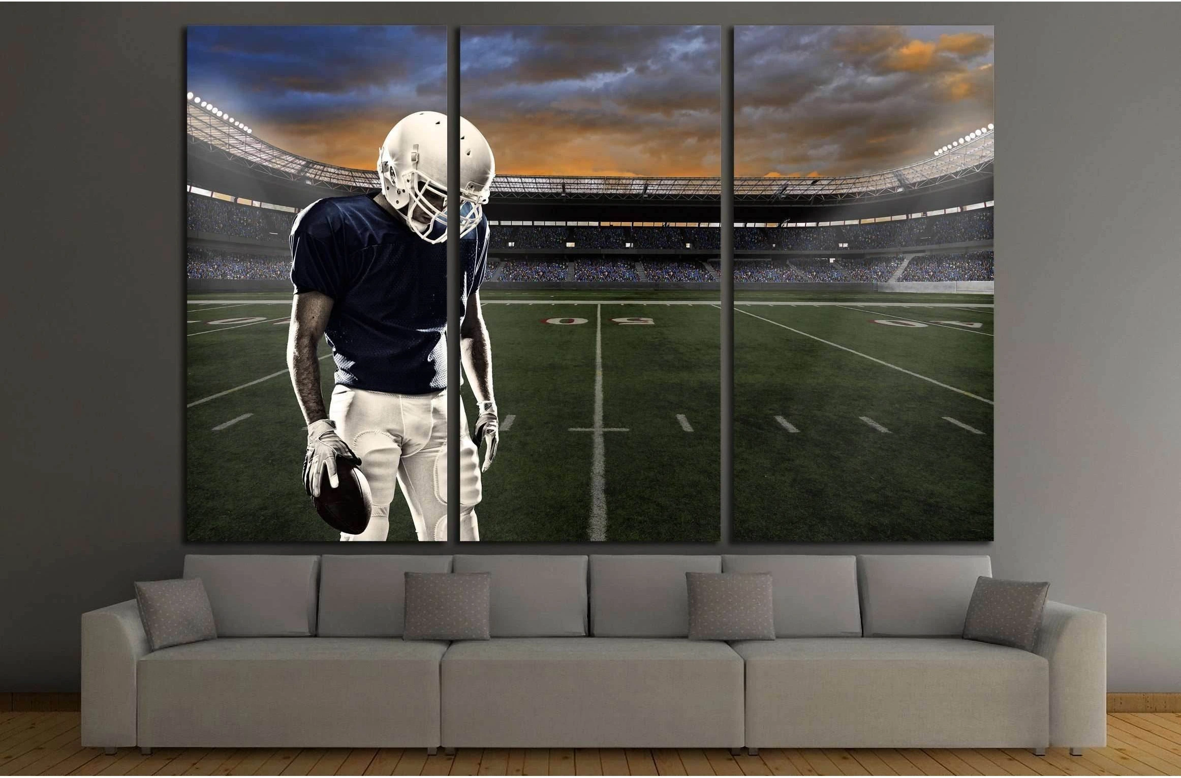 Football player with a blue uniform, in a stadium with fans wearing blue uniform №2122 Ready to Hang Canvas Print - Zellart Canvas Prints ALL_Products, s-2122
