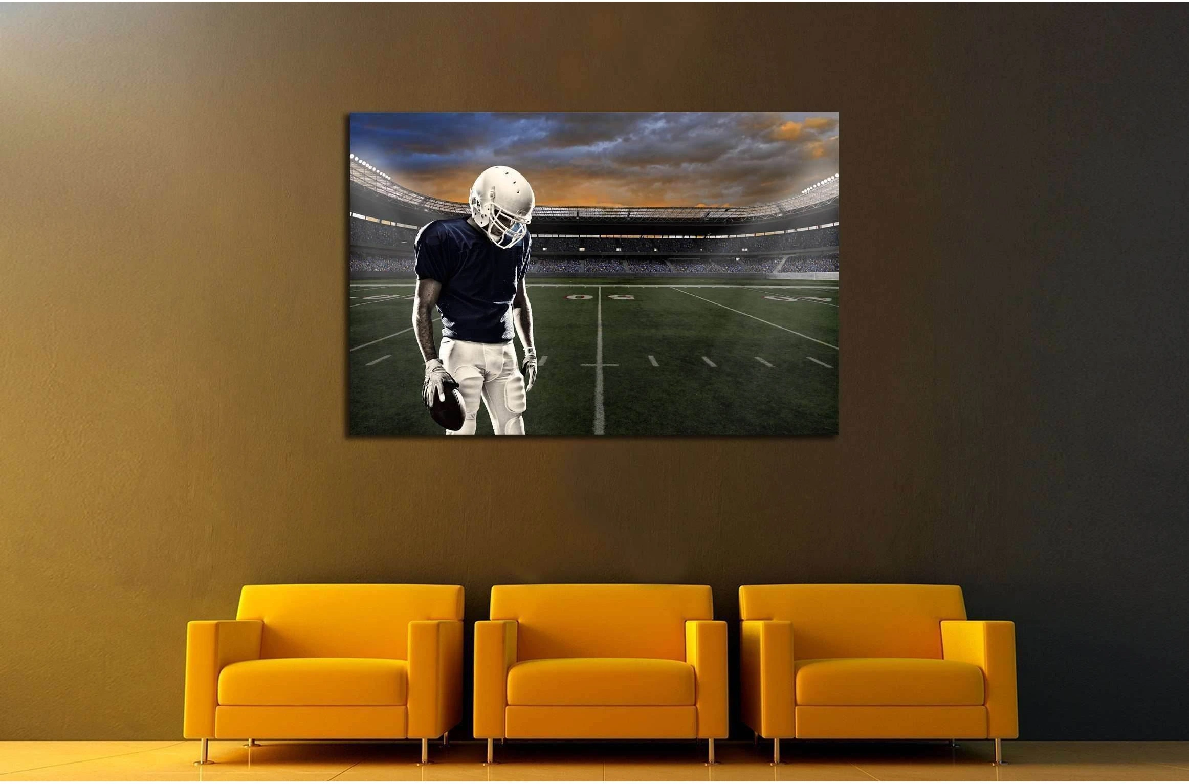 Football player with a blue uniform, in a stadium with fans wearing blue uniform №2122 Ready to Hang Canvas Print - Zellart Canvas Prints ALL_Products, s-2122