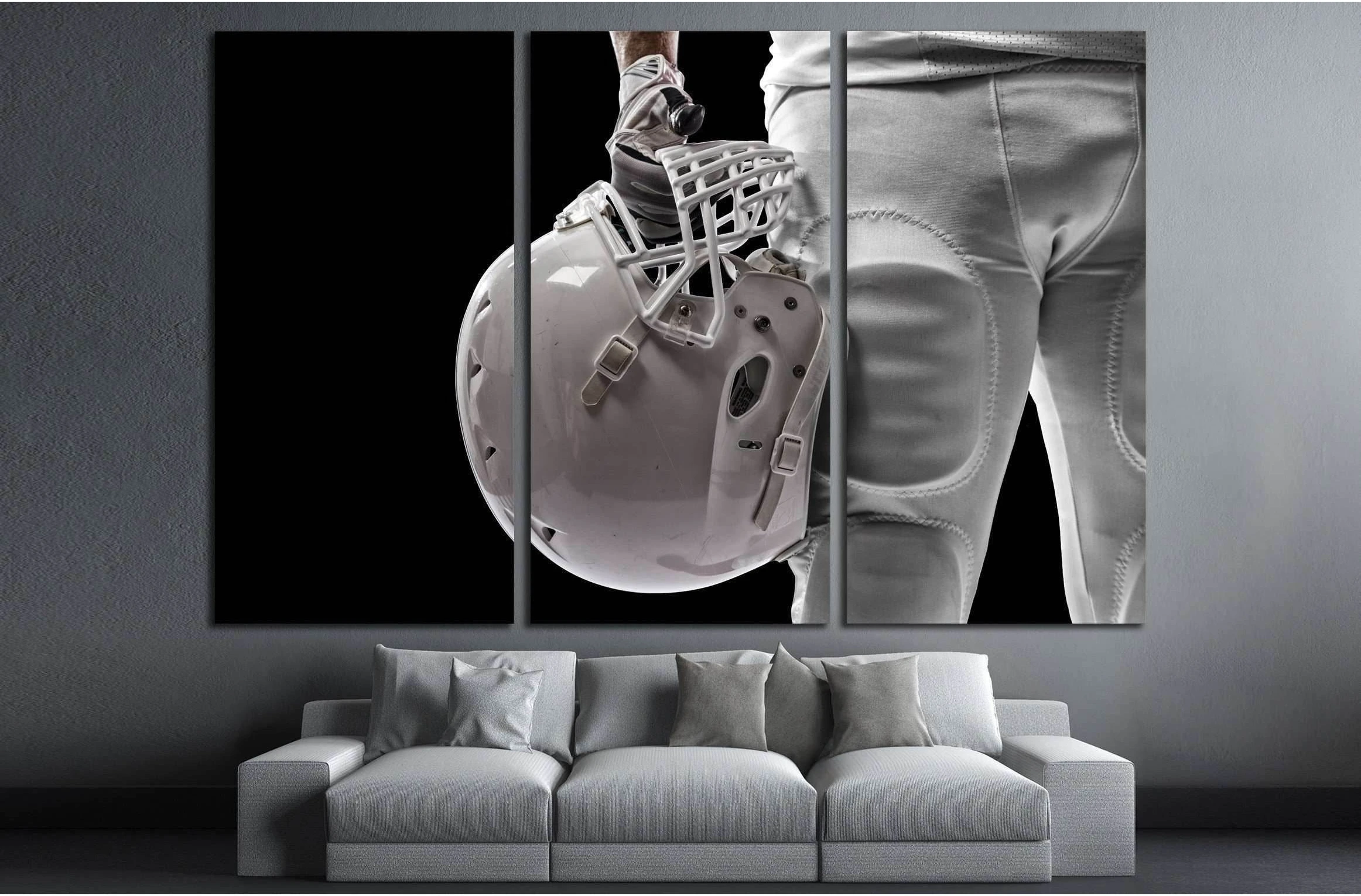 Football Player with a white uniform on a black background №2130 Ready to Hang Canvas Print - Zellart Canvas Prints ALL_Products, s-2130