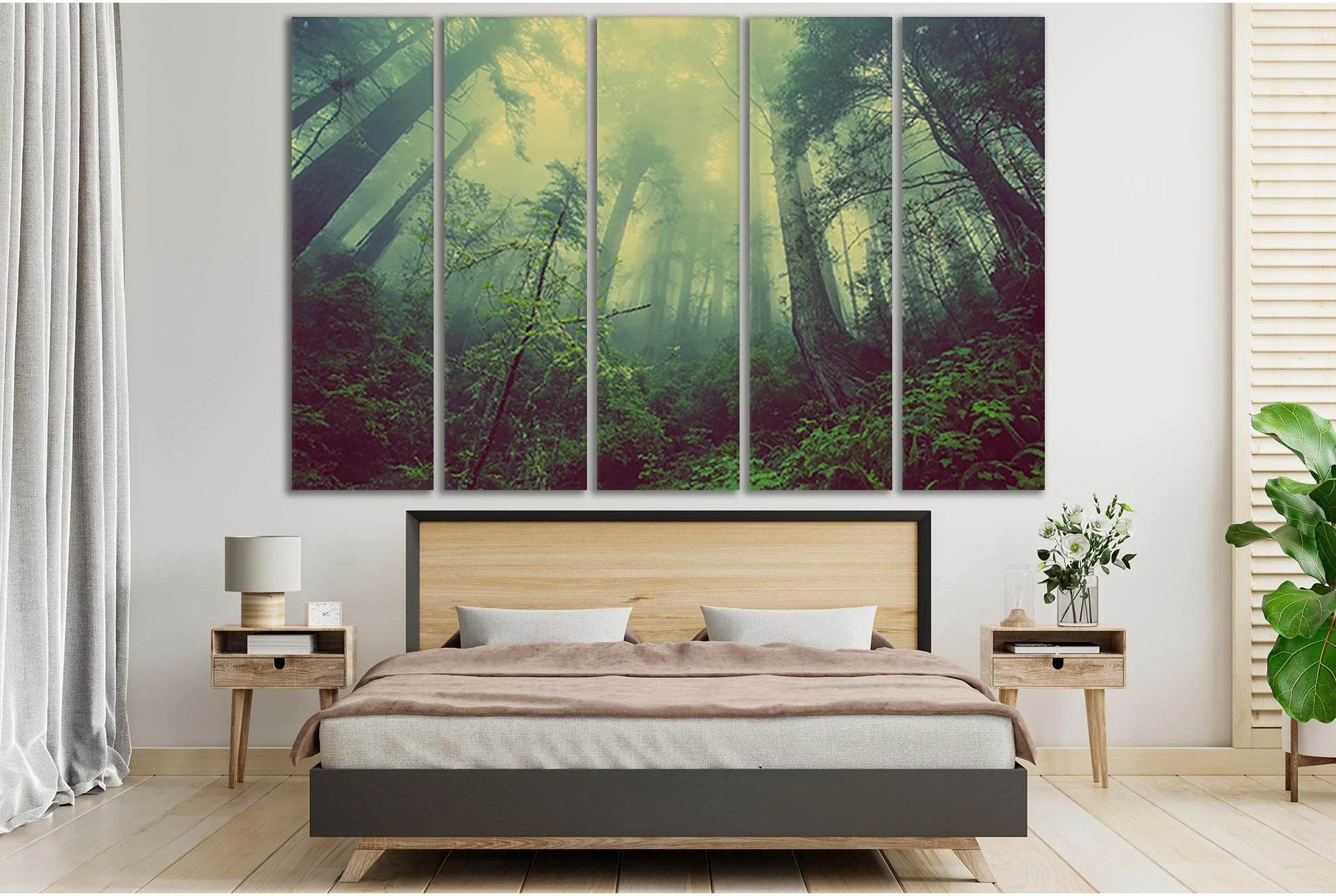 Forest Trees In The Fog №SL514 Ready to Hang Canvas Print - Zellart Canvas Prints 0new, ALL_Products, Trees Wall Art