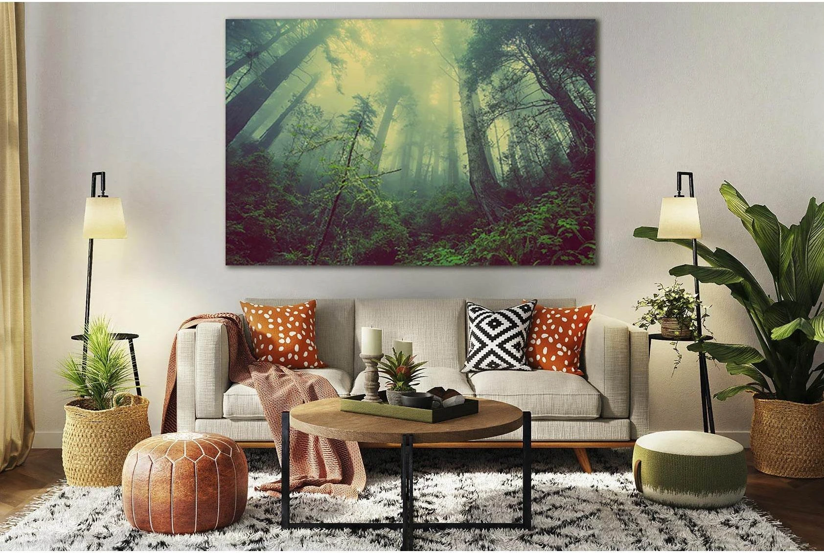 Forest Trees In The Fog №SL514 Ready to Hang Canvas Print - Zellart Canvas Prints 0new, ALL_Products, Trees Wall Art