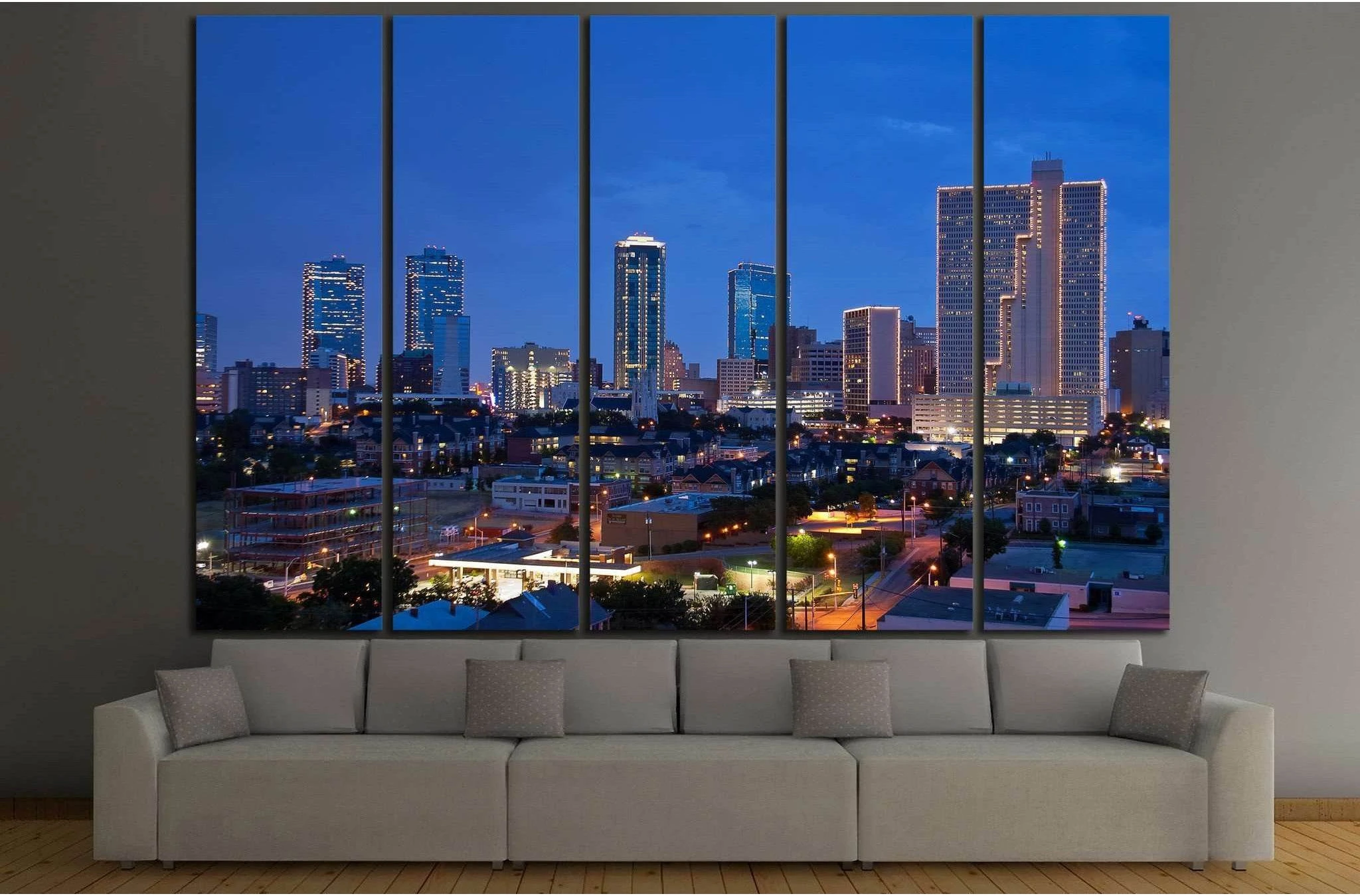 Fort Worth Texas at night №1025 Ready to Hang Canvas Print - Zellart Canvas Prints ALL_Products, s-1025