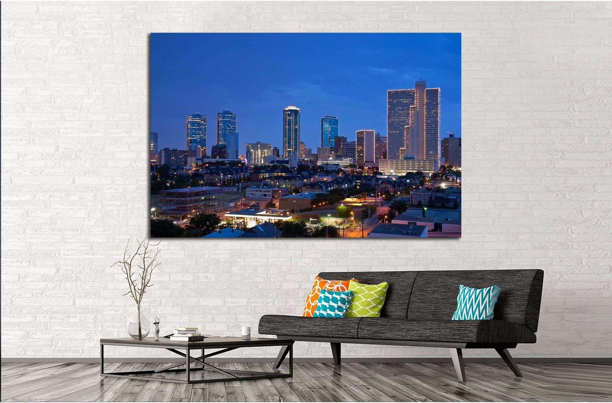 Fort Worth Texas at night №1025 Ready to Hang Canvas Print - Zellart Canvas Prints ALL_Products, s-1025