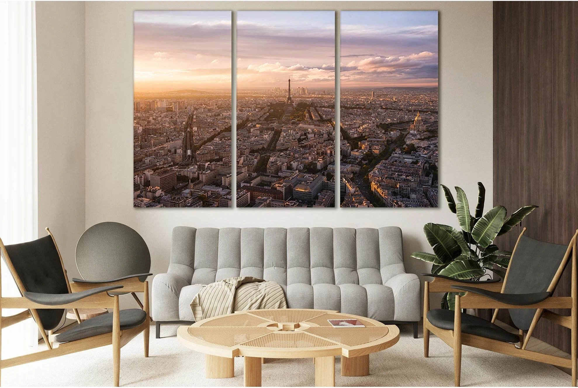France Skyline At Evening Paris №SL320 Ready to Hang Canvas Print - Zellart Canvas Prints 0new, ALL_Products, Cityscapes & Skylines