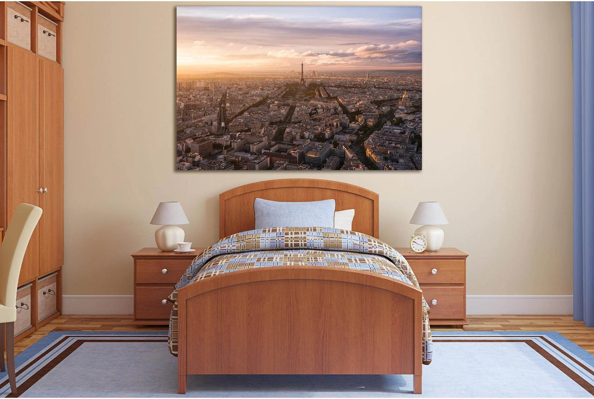 France Skyline At Evening Paris №SL320 Ready to Hang Canvas Print - Zellart Canvas Prints 0new, ALL_Products, Cityscapes & Skylines
