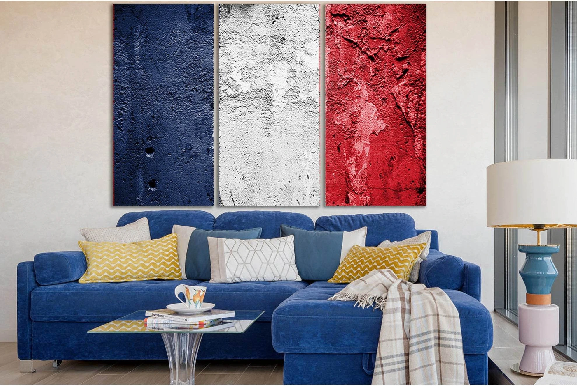 French Flag Painted On Grunge Wall №SL1191 Ready to Hang Canvas Print - Zellart Canvas Prints 0new, ALL_Products, Flags