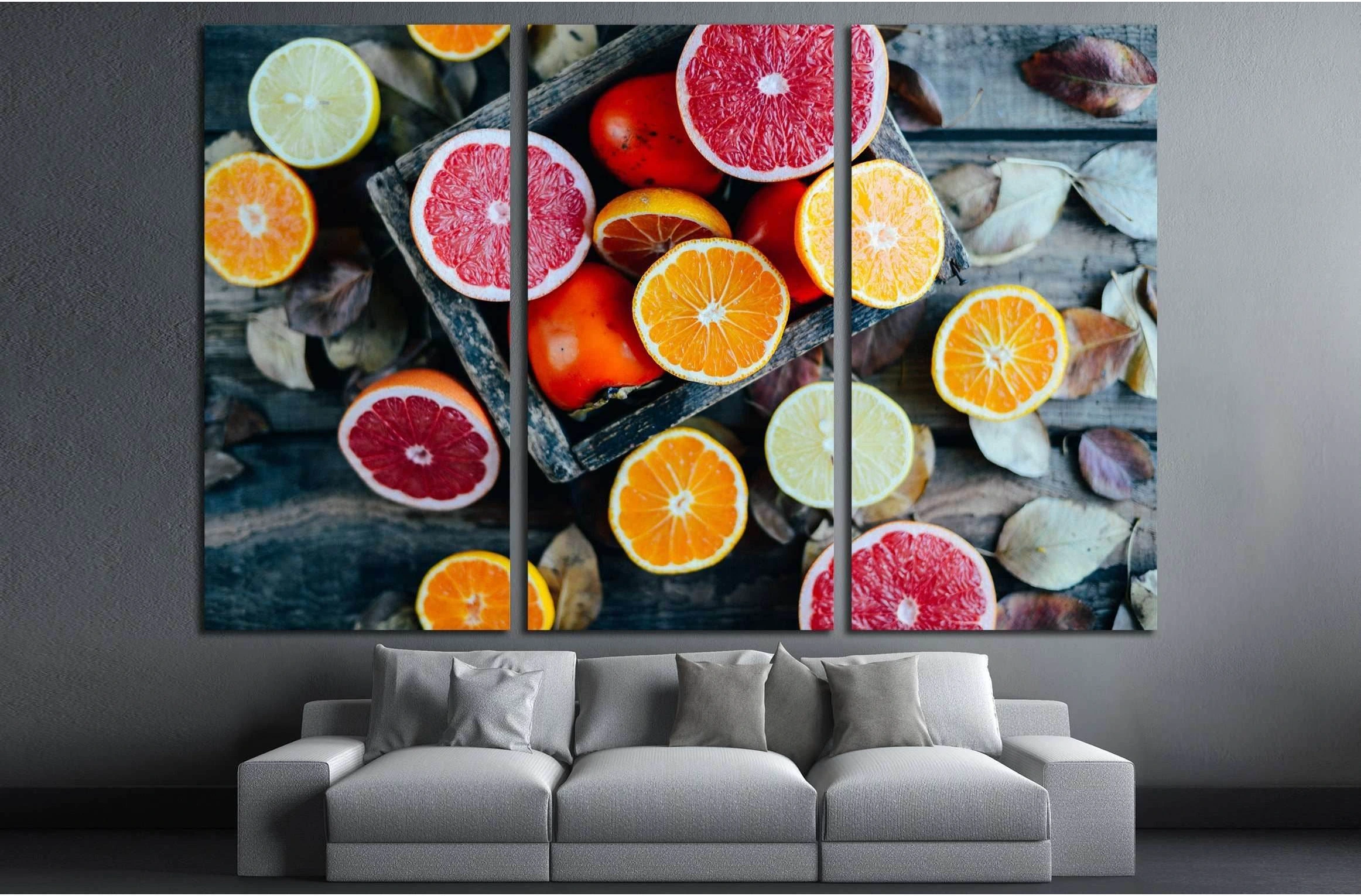 Fresh fruits. Mixed fruits background №3270 Ready to Hang Canvas Print - Zellart Canvas Prints ALL_Products, s-3270