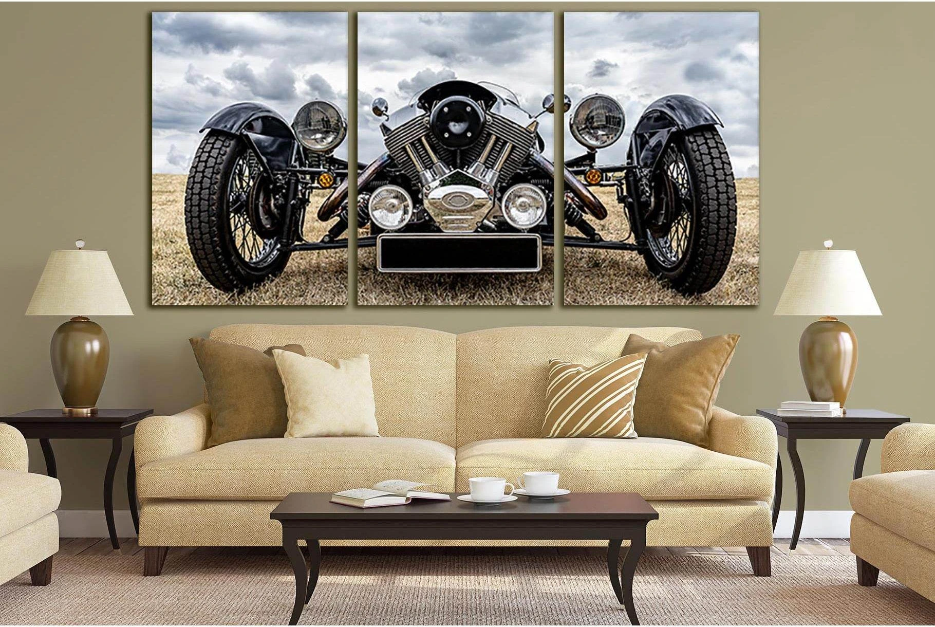 Front View Of A Retro Car №SL735 Ready to Hang Canvas Print - Zellart Canvas Prints 0new, ALL_Products, Engine, Engines Wall Art