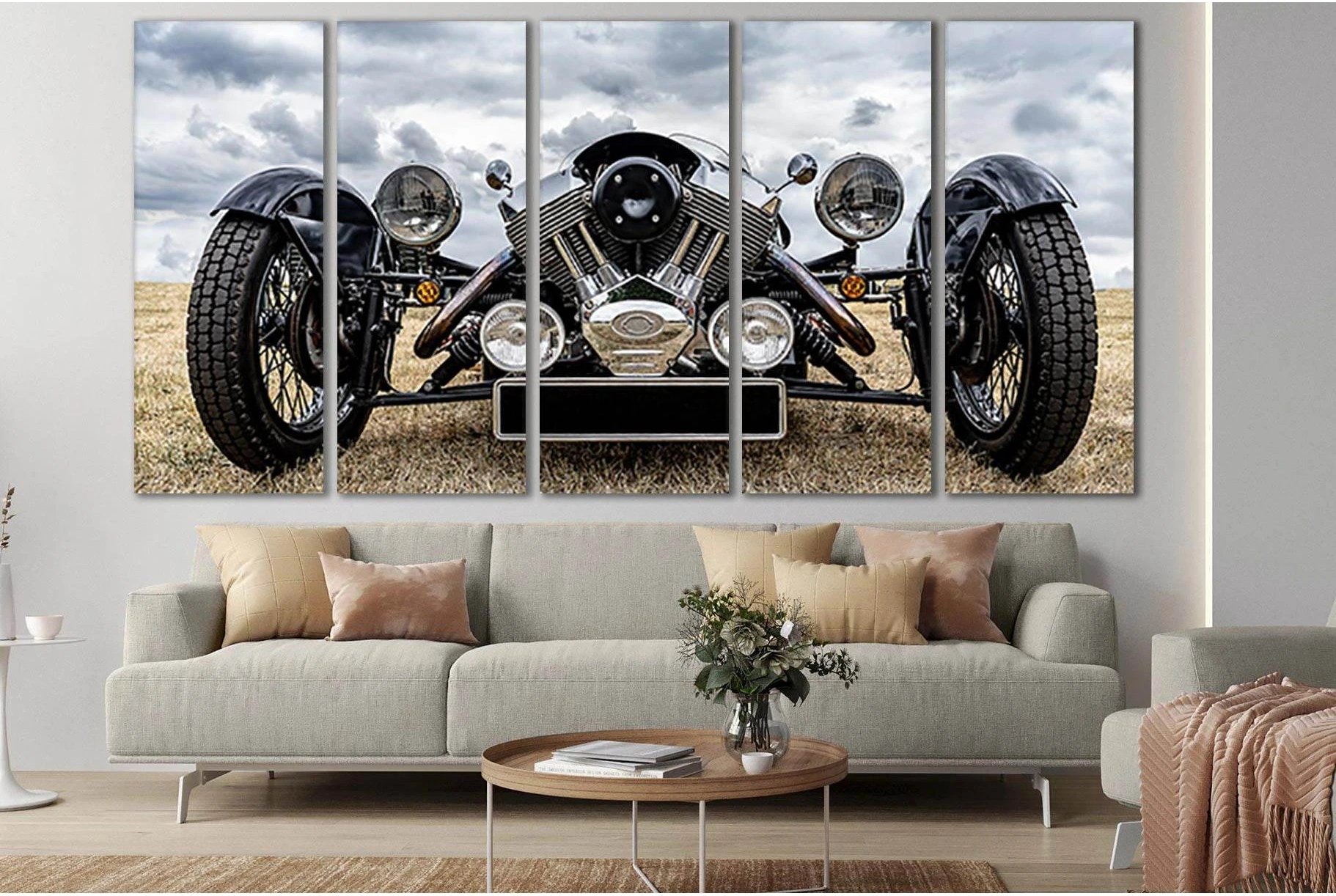 Front View Of A Retro Car №SL735 Ready to Hang Canvas Print - Zellart Canvas Prints 0new, ALL_Products, Engine, Engines Wall Art