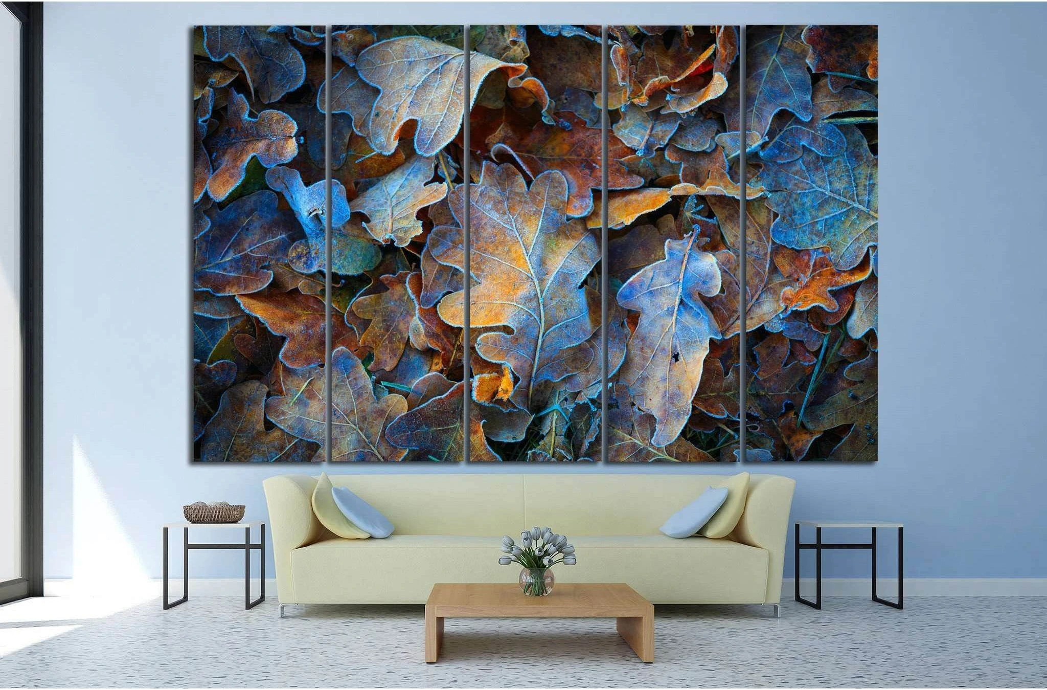 Frozen oak leafs №616 Ready to Hang Canvas Print - Zellart Canvas Prints ALL_Products, s-616