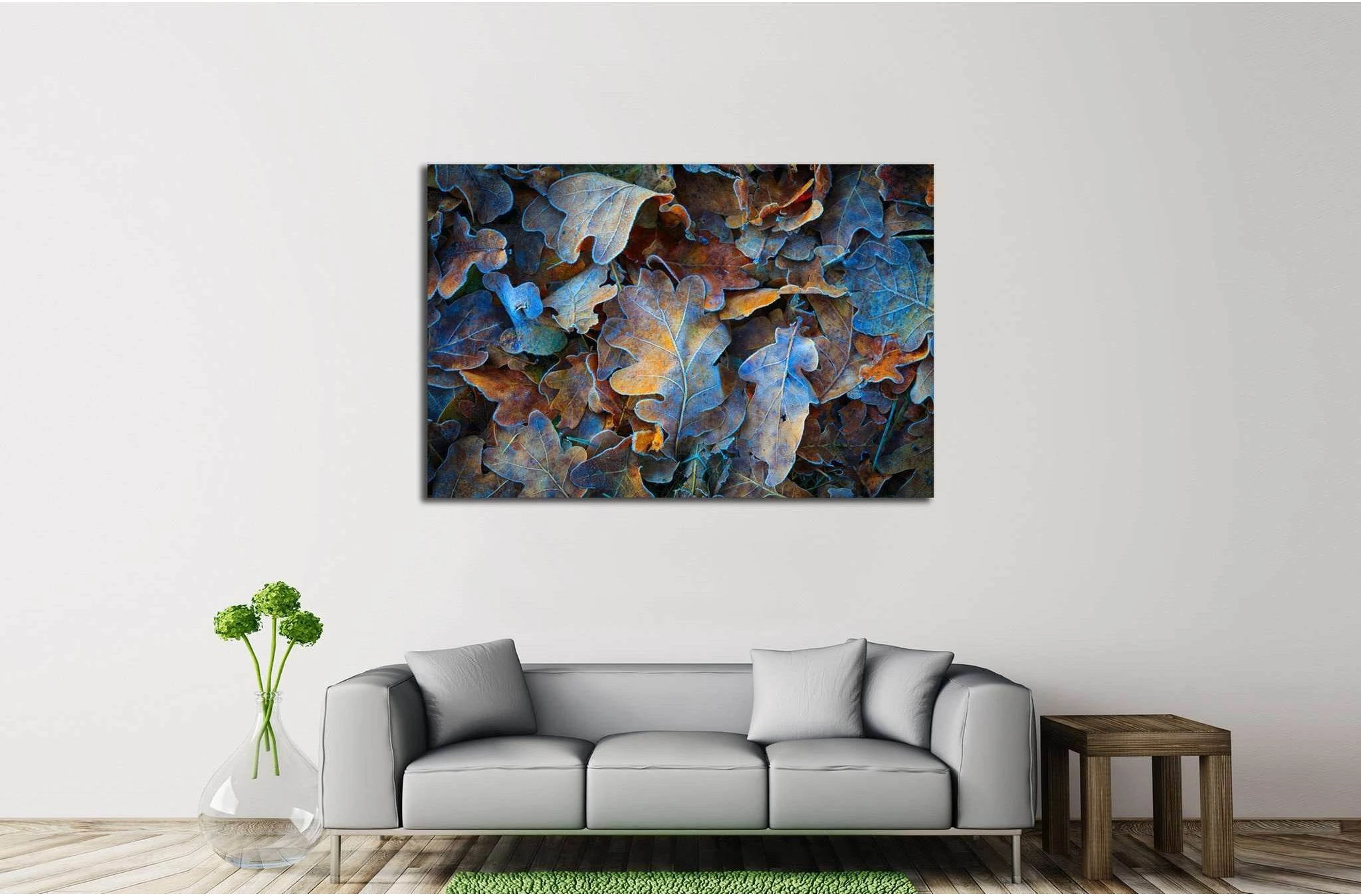 Frozen oak leafs №616 Ready to Hang Canvas Print - Zellart Canvas Prints ALL_Products, s-616
