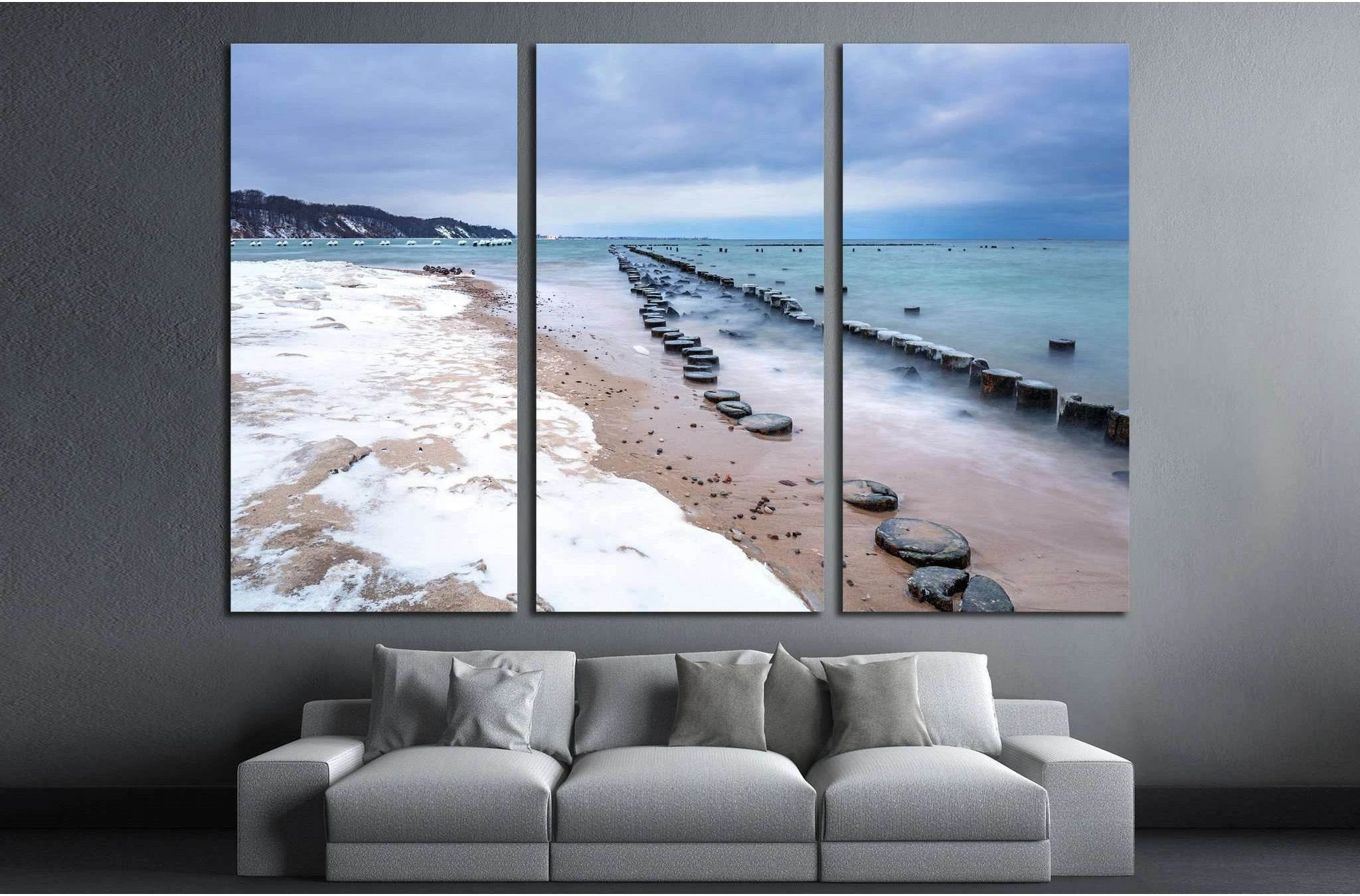 Frozen wooden breakwaters, Babie Doly, Poland №1986 Ready to Hang Canvas Print - Zellart Canvas Prints ALL_Products, s-1986
