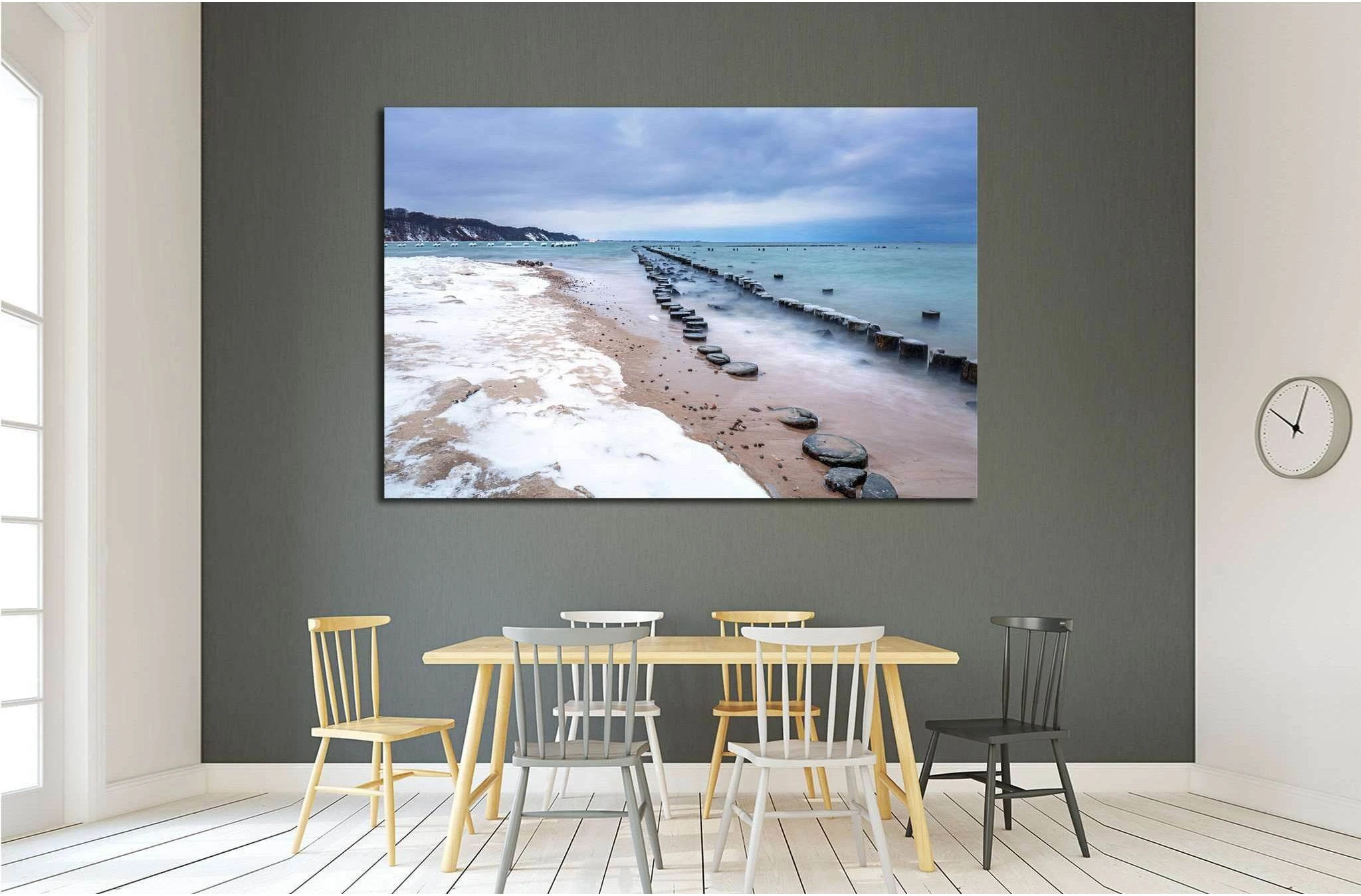 Frozen wooden breakwaters, Babie Doly, Poland №1986 Ready to Hang Canvas Print - Zellart Canvas Prints ALL_Products, s-1986