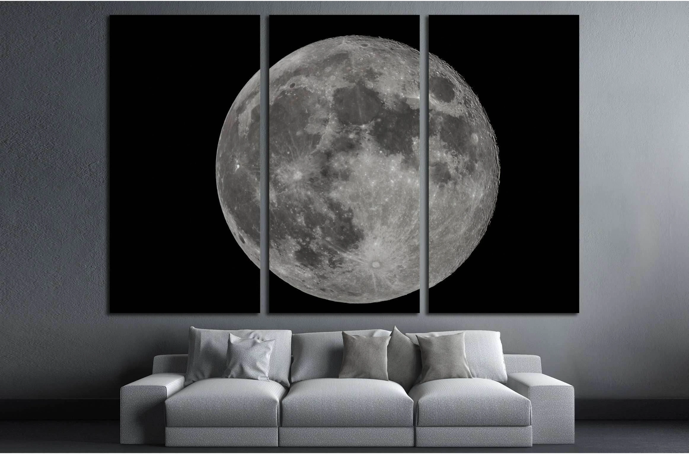 Full moon at night №2425 Ready to Hang Canvas Print - Zellart Canvas Prints ALL_Products, s-2425