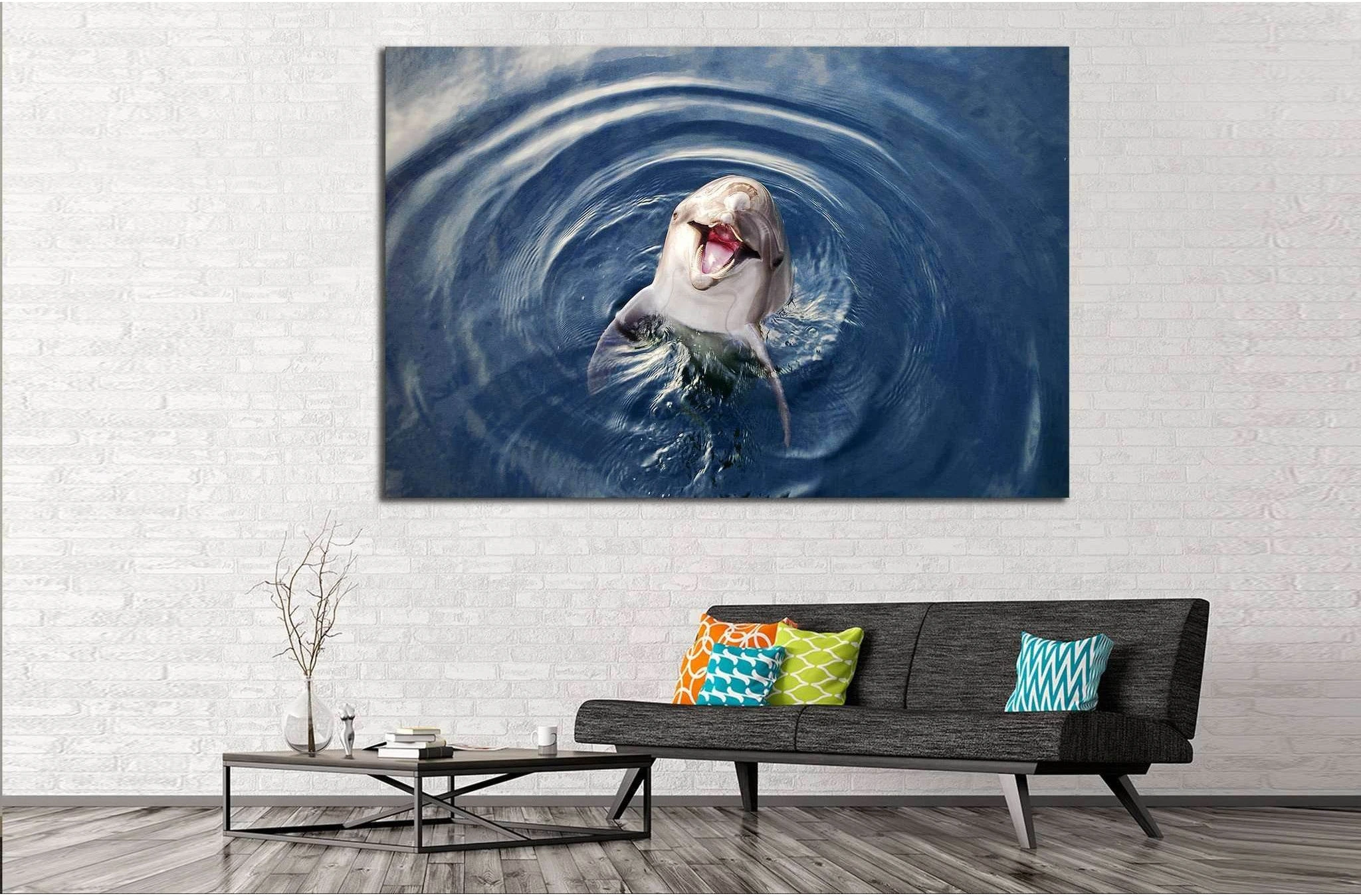 Funny Dolphin №509 Ready to Hang Canvas Print - Zellart Canvas Prints ALL_Products, s-509