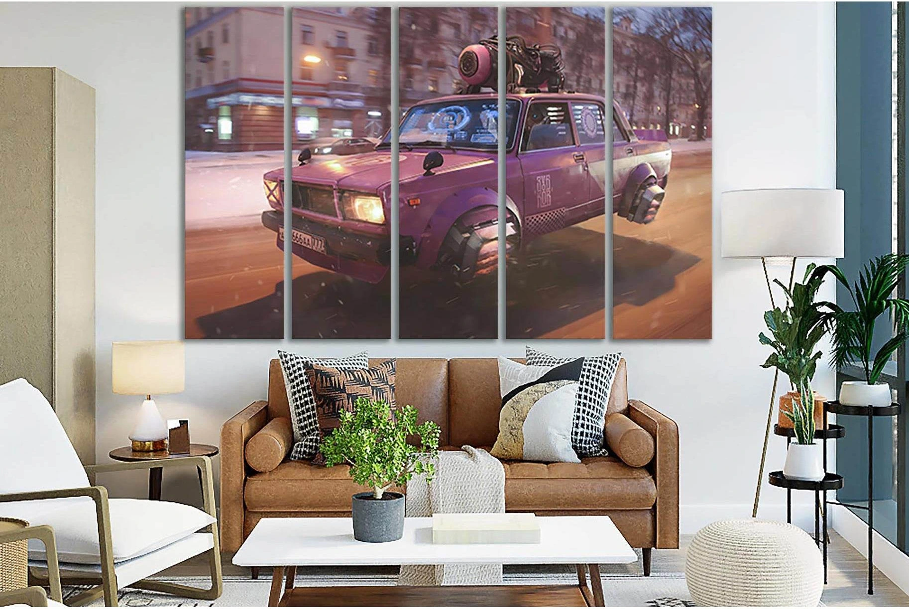 Futuristic Car №SL1297 Ready to Hang Canvas Print - Zellart Canvas Prints 0new, ALL_Products, Fantasy And Sci Fi Wall Art