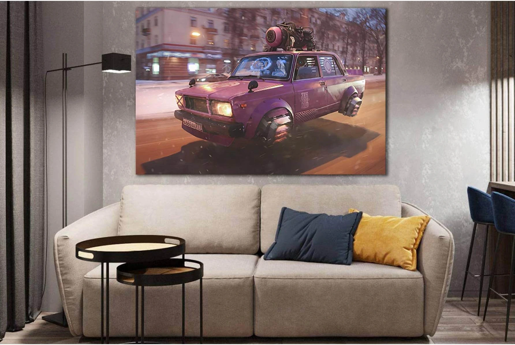 Futuristic Car №SL1297 Ready to Hang Canvas Print - Zellart Canvas Prints 0new, ALL_Products, Fantasy And Sci Fi Wall Art