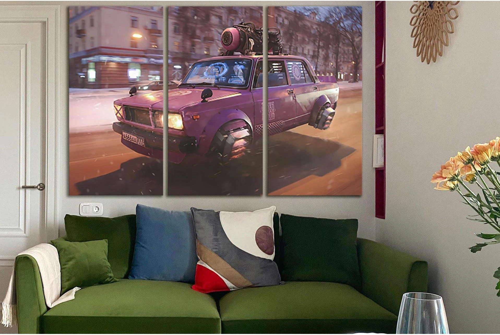 Futuristic Car №SL1297 Ready to Hang Canvas Print - Zellart Canvas Prints 0new, ALL_Products, Fantasy And Sci Fi Wall Art