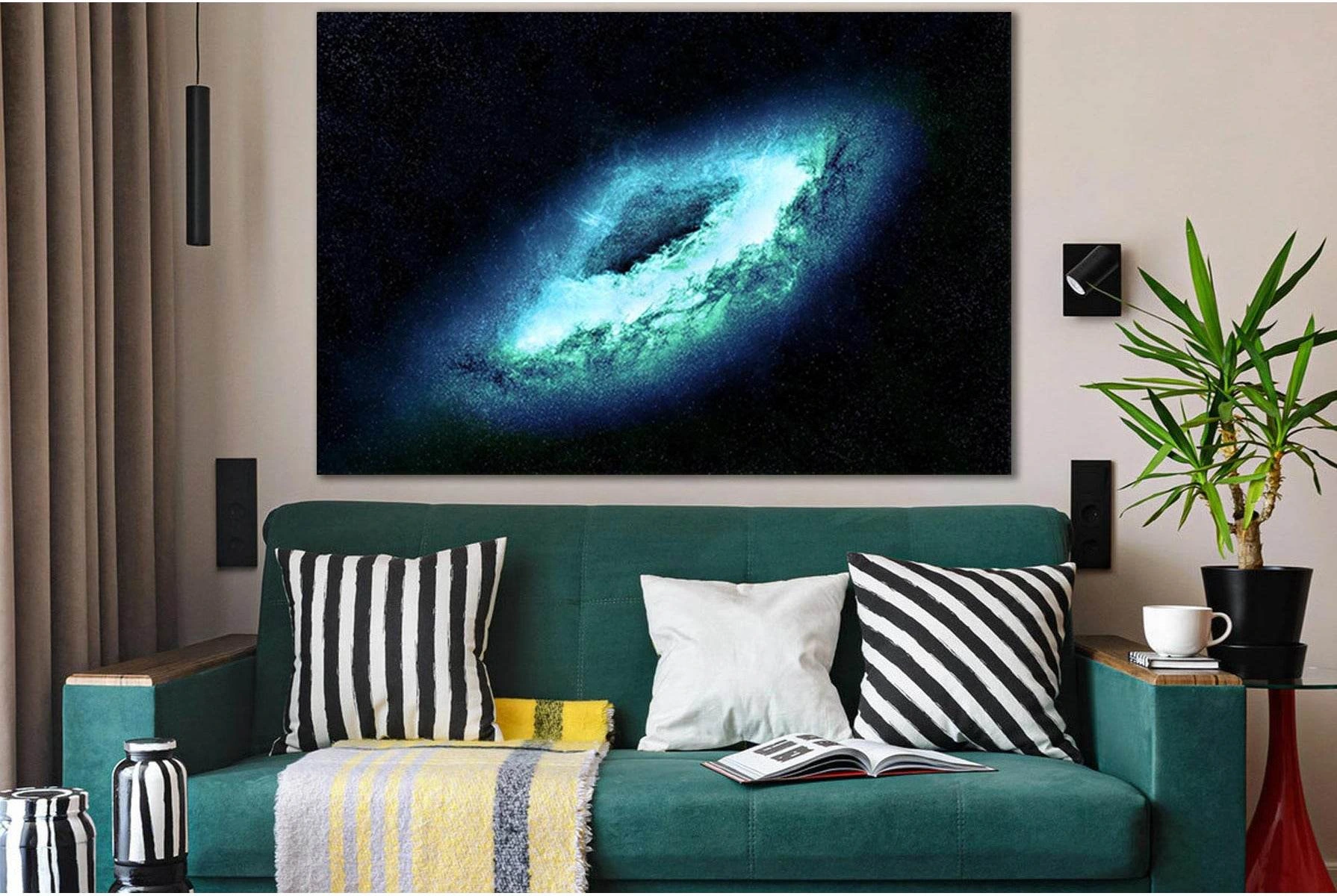 Galaxy In Deep Space №SL983 Ready to Hang Canvas Print - Zellart Canvas Prints 0new, ALL_Products, Astronomy & Space Canvas Wall Art