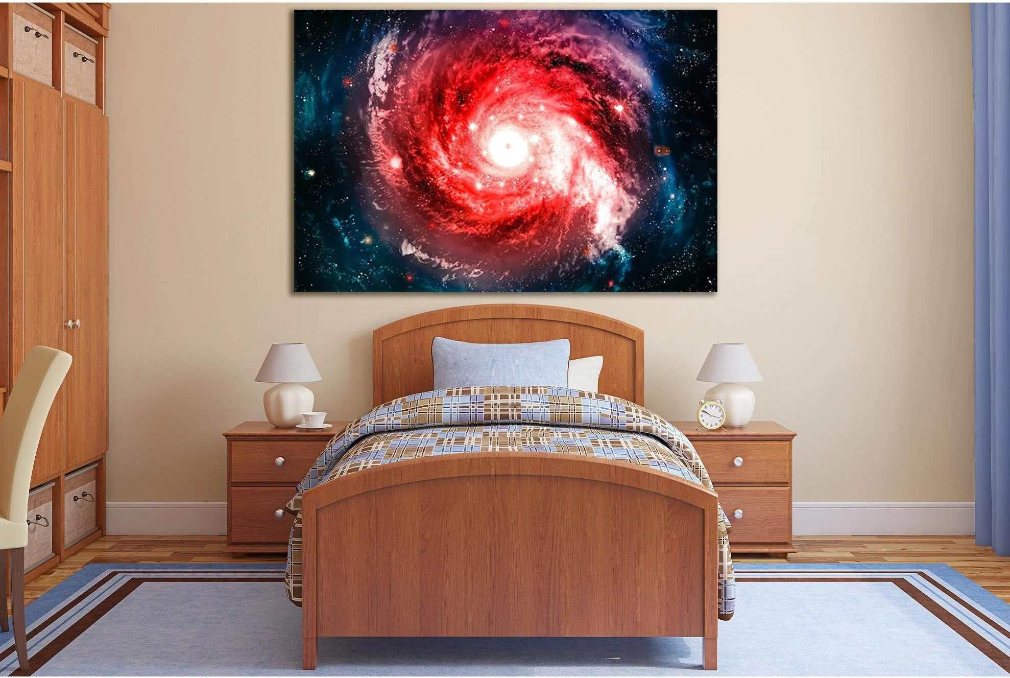Galaxy In Red Light №SL987 Ready to Hang Canvas Print - Zellart Canvas Prints 0new, ALL_Products, Astronomy & Space Canvas Wall Art