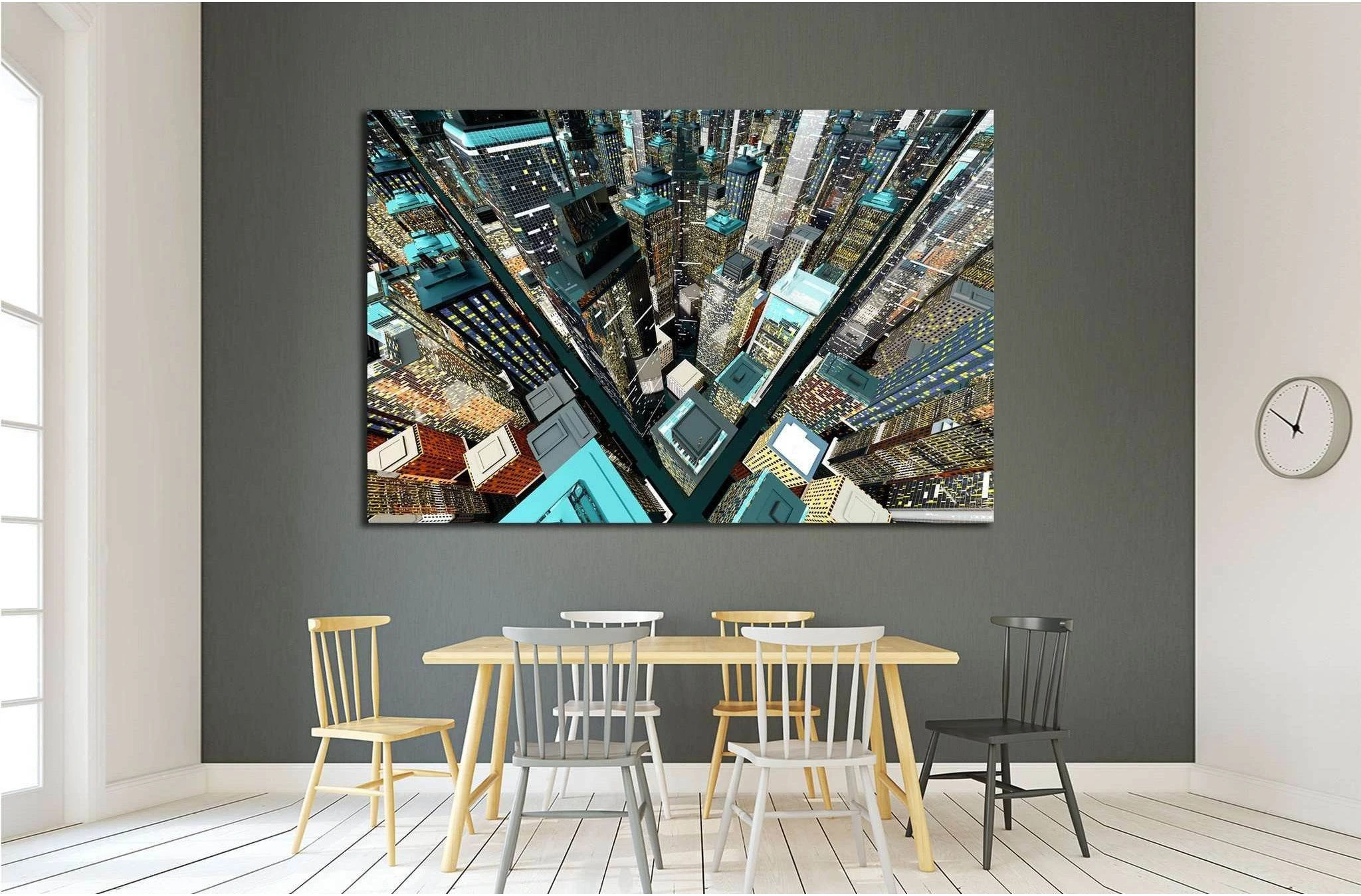 Generic urban architecture and skyscrapers forming a huge city №2048 Ready to Hang Canvas Print - Zellart Canvas Prints ALL_Products, s-2048