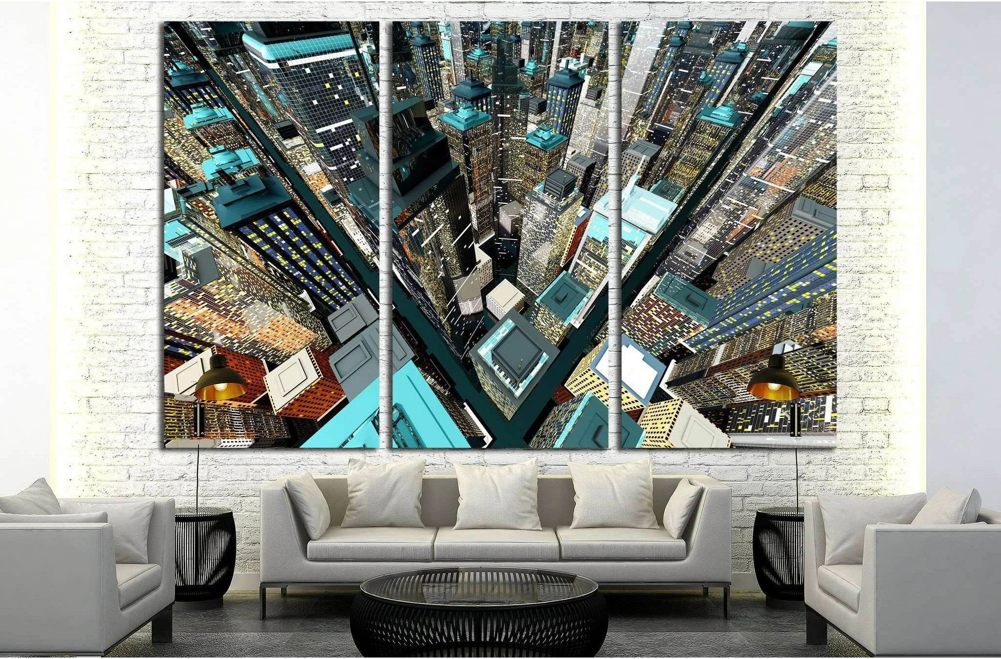 Generic urban architecture and skyscrapers forming a huge city №2048 Ready to Hang Canvas Print - Zellart Canvas Prints ALL_Products, s-2048