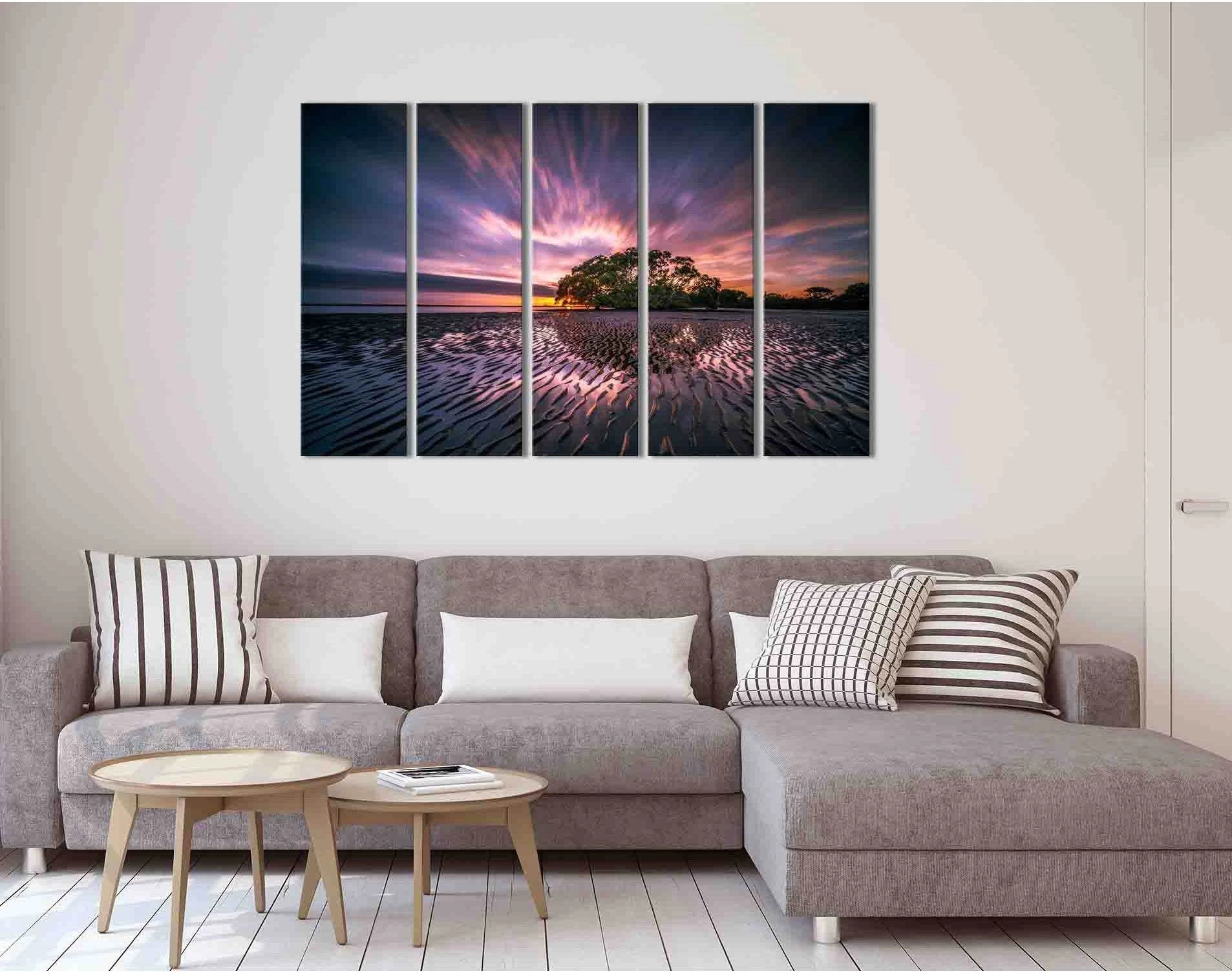 Gently pink sunset №D1239 Ready to Hang Canvas Print - Zellart Canvas Prints 0new, ALL_Products, Sunrise & sunset wall art