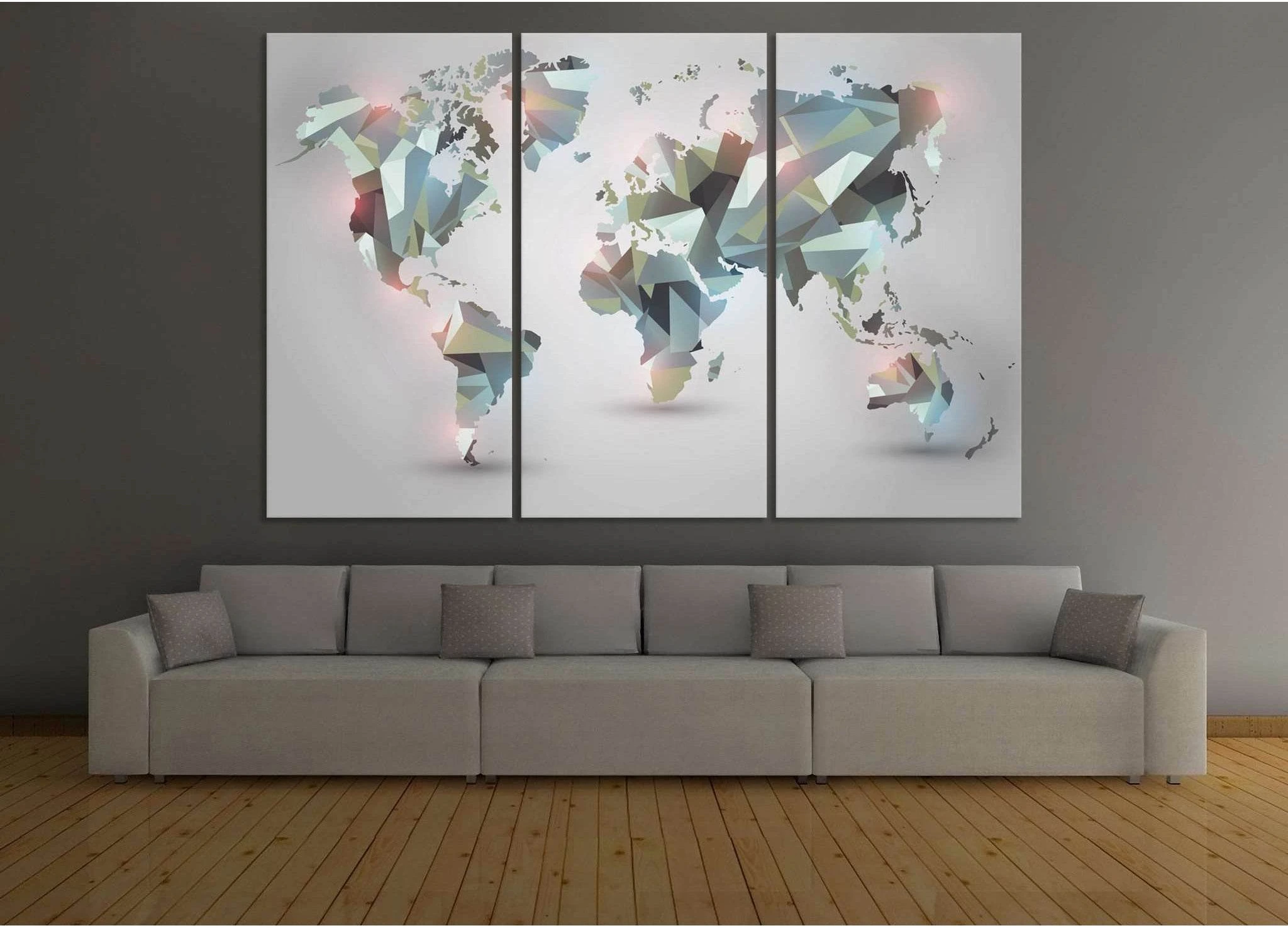 Geometrical World Map №108 Ready to Hang Canvas Print - Zellart Canvas Prints ALL_Products, wd-108