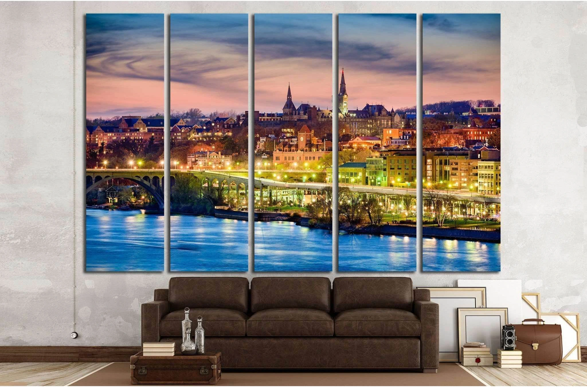 Georgetown, Washington, DC skyline on the Potomac River №1360 Ready to Hang Canvas Print - Zellart Canvas Prints ALL_Products, s-1360