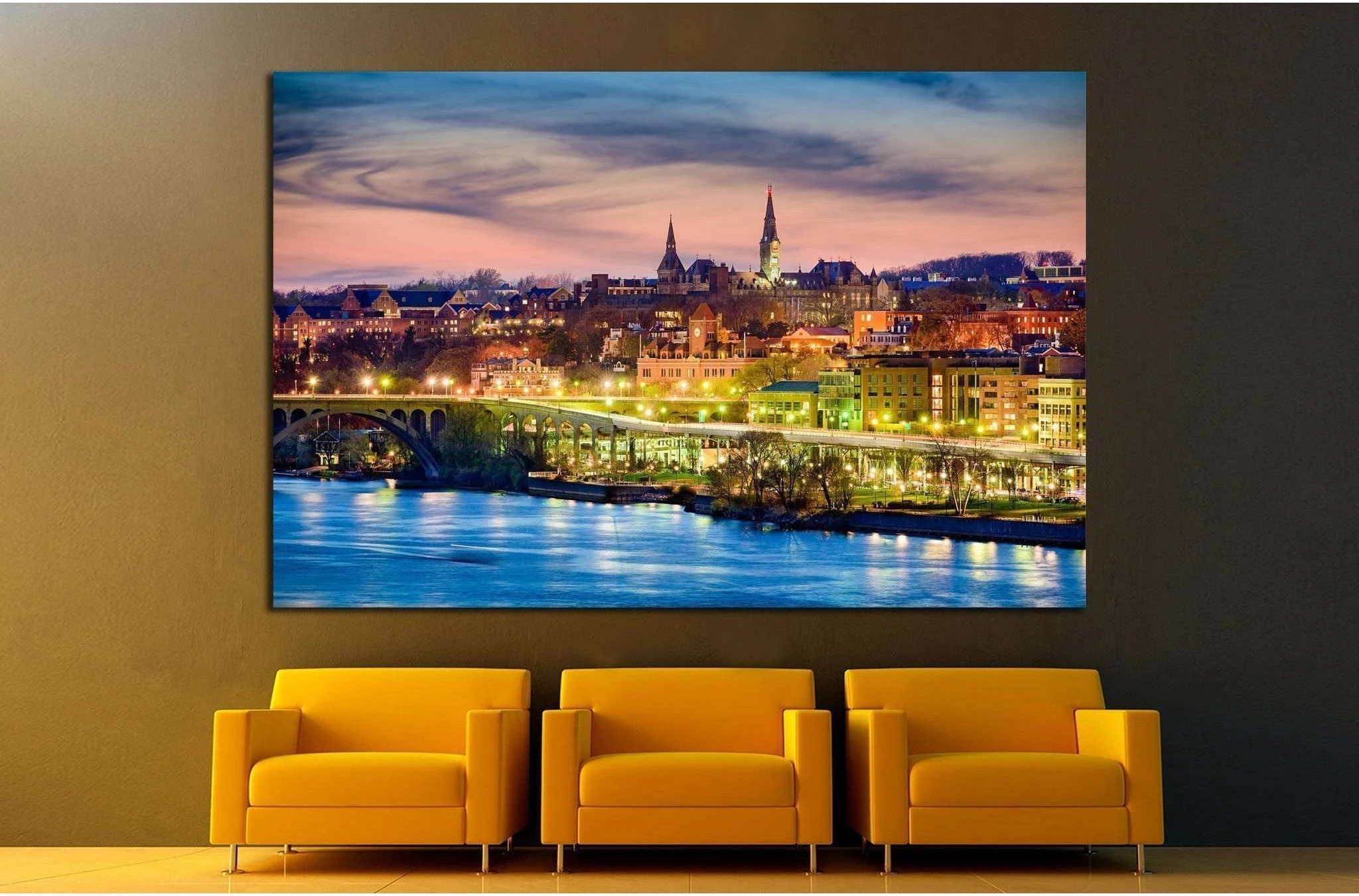 Georgetown, Washington, DC skyline on the Potomac River №1360 Ready to Hang Canvas Print - Zellart Canvas Prints ALL_Products, s-1360