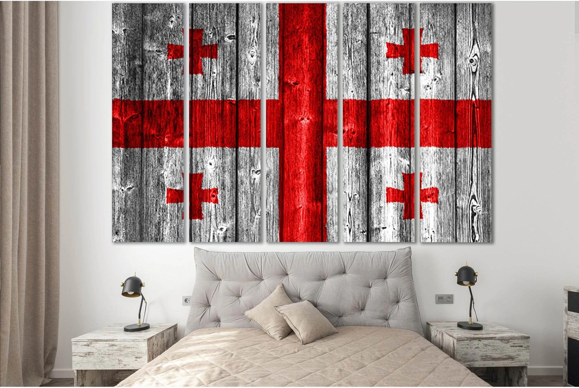Georgia Flag On Wood №SL1171 Ready to Hang Canvas Print - Zellart Canvas Prints 0new, ALL_Products, Flags