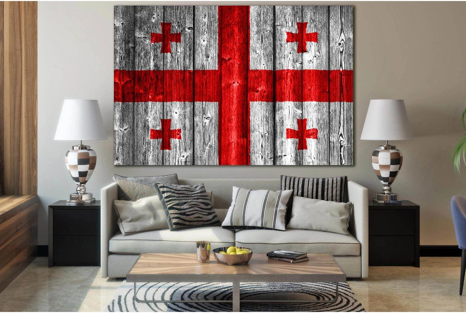 Georgia Flag On Wood №SL1171 Ready to Hang Canvas Print - Zellart Canvas Prints 0new, ALL_Products, Flags