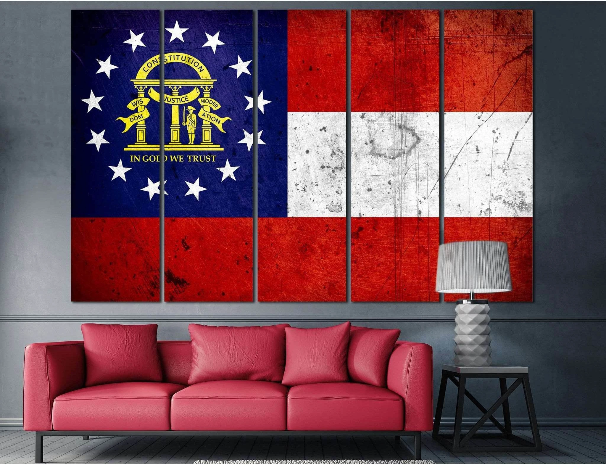 Georgia Grunge Flag №838 Ready to Hang Canvas Print - Zellart Canvas Prints ALL_Products, z-838