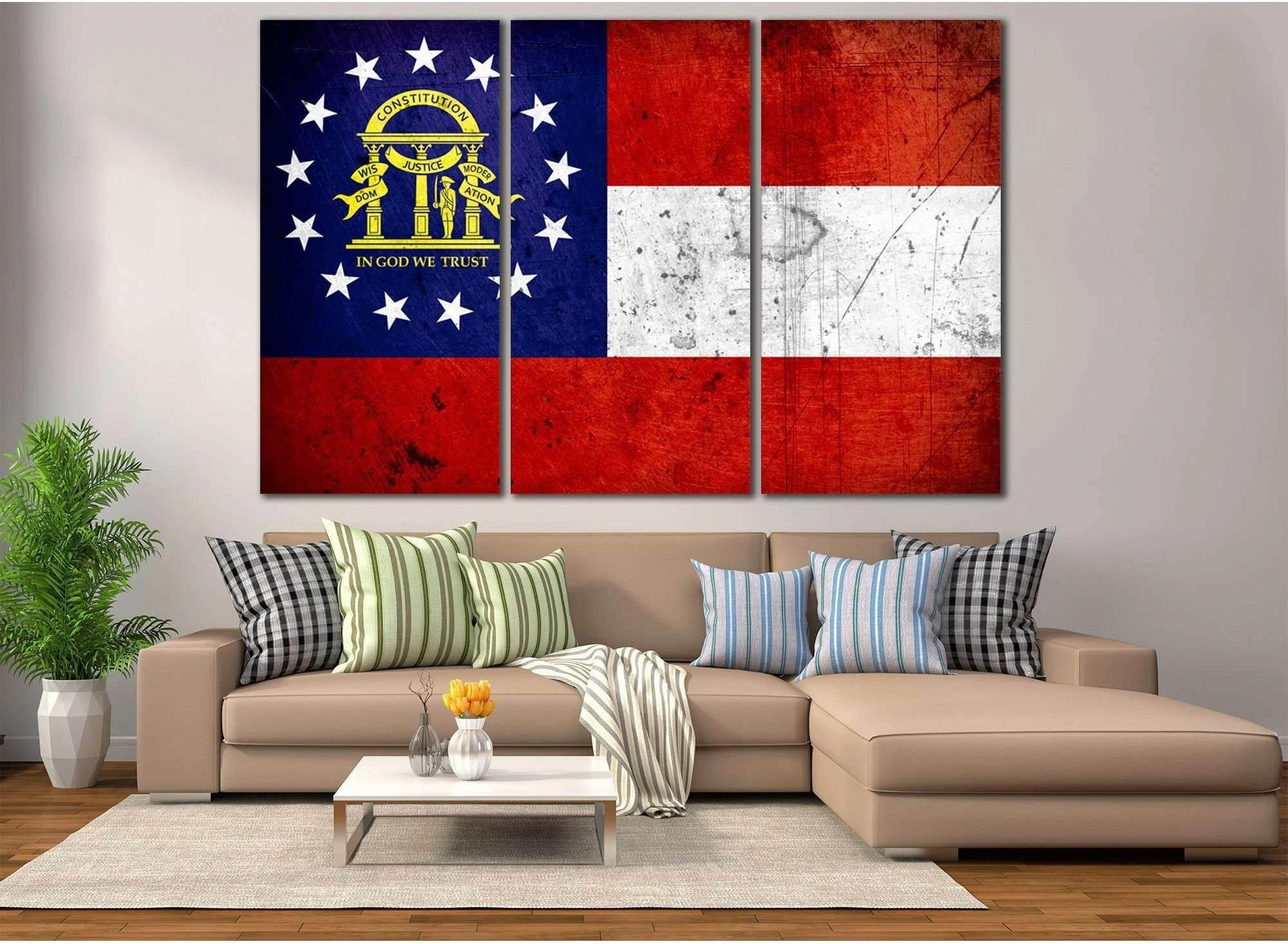 Georgia Grunge Flag №838 Ready to Hang Canvas Print - Zellart Canvas Prints ALL_Products, z-838