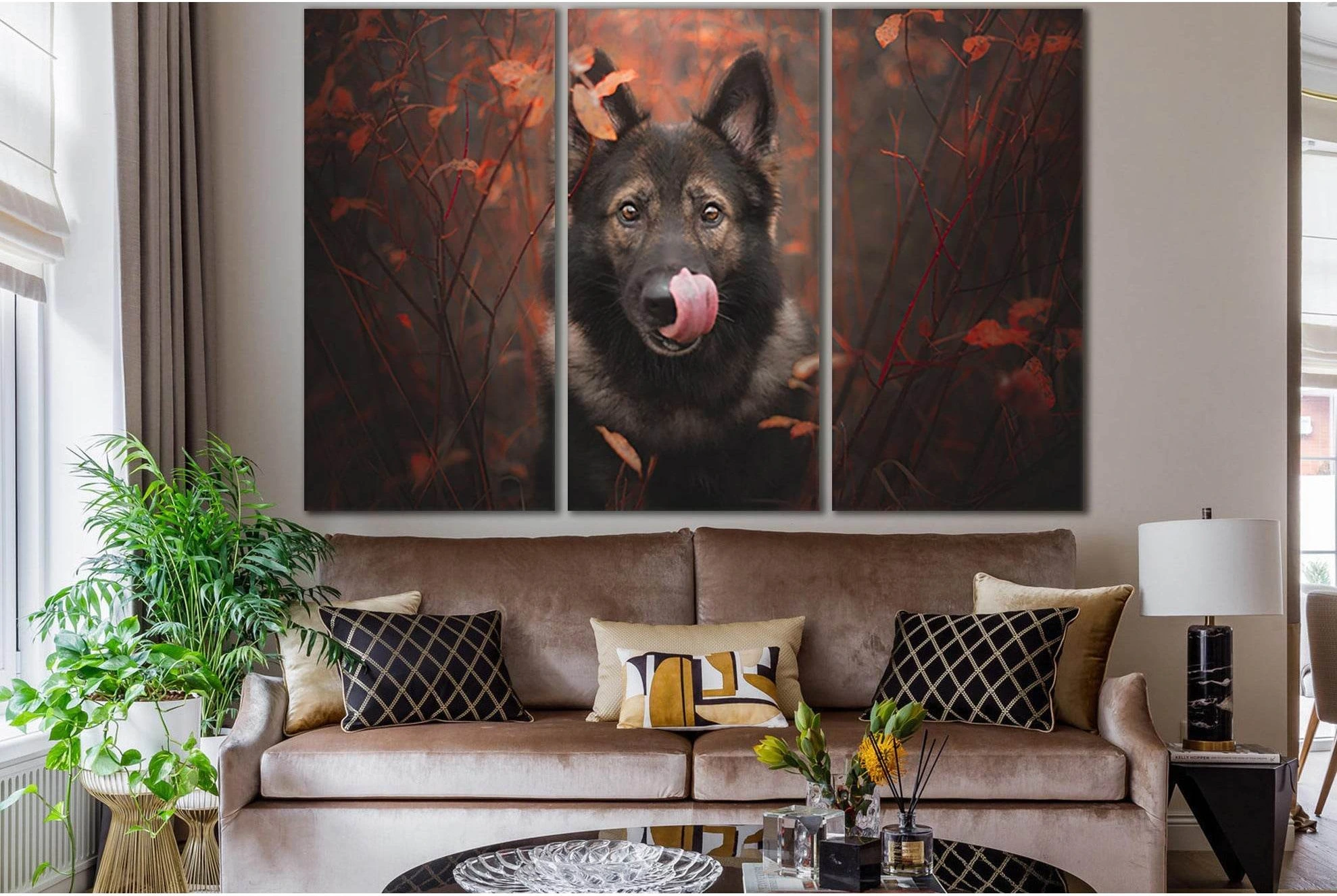 German Shepherd Licking Muzzle №SL1046 Ready to Hang Canvas Print - Zellart Canvas Prints 0new, ALL_Products, Animals & Wildlife